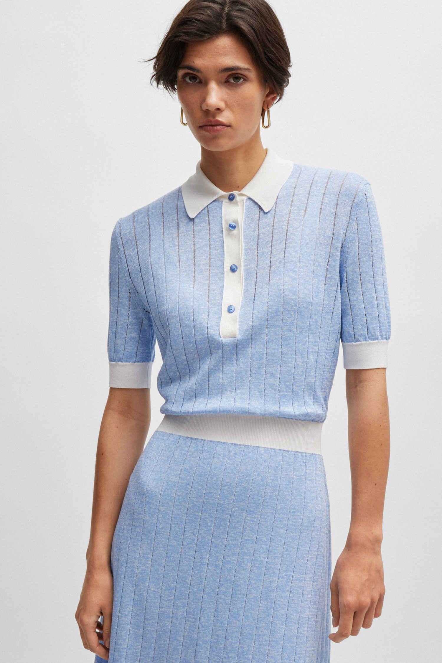 Женское голубое льняное платье BOSS 50509329;969