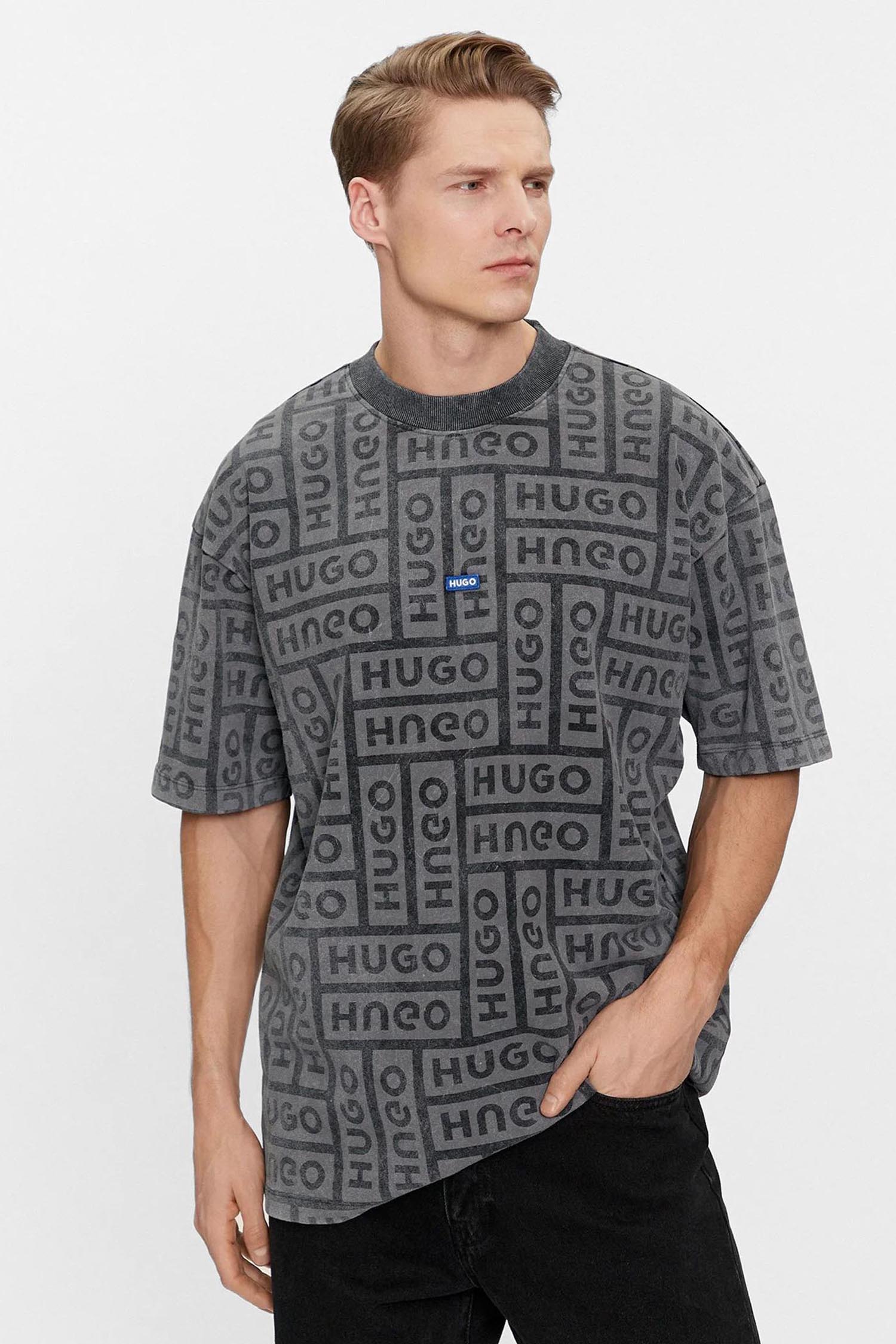 Чоловіча сіра футболка з візерунком HUGO BLUE 50510552;075