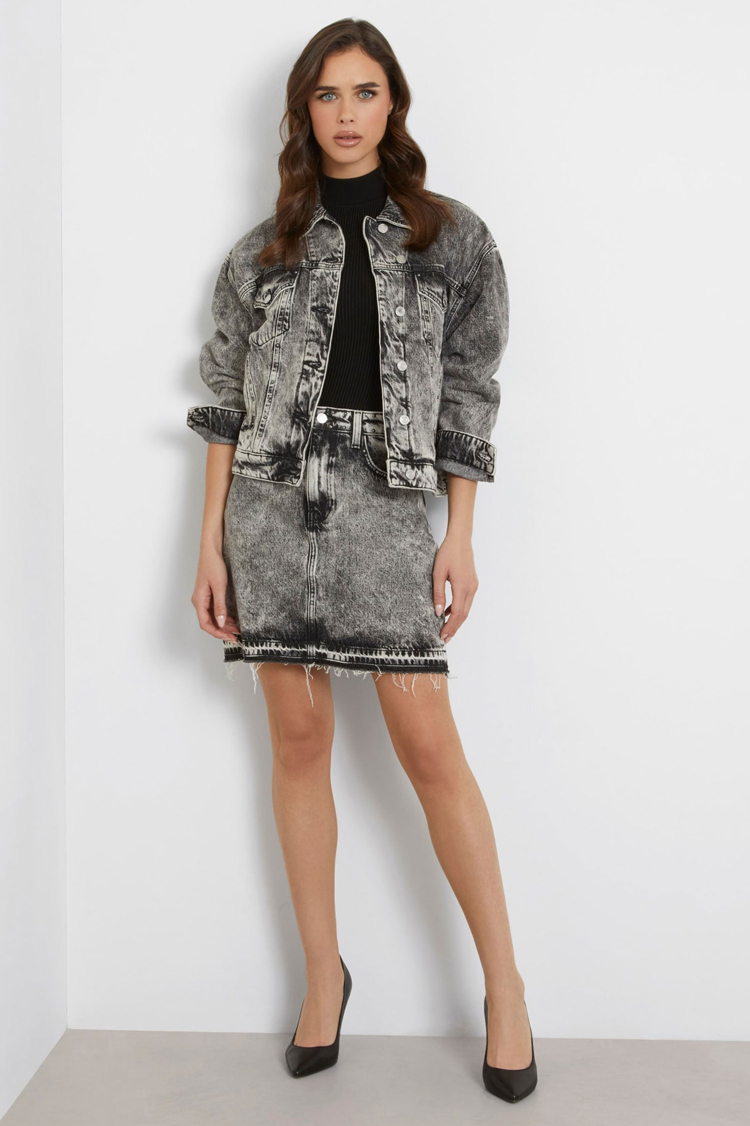 Женская серая джинсовая юбка Guess W4RD0G.D56B3;GST0