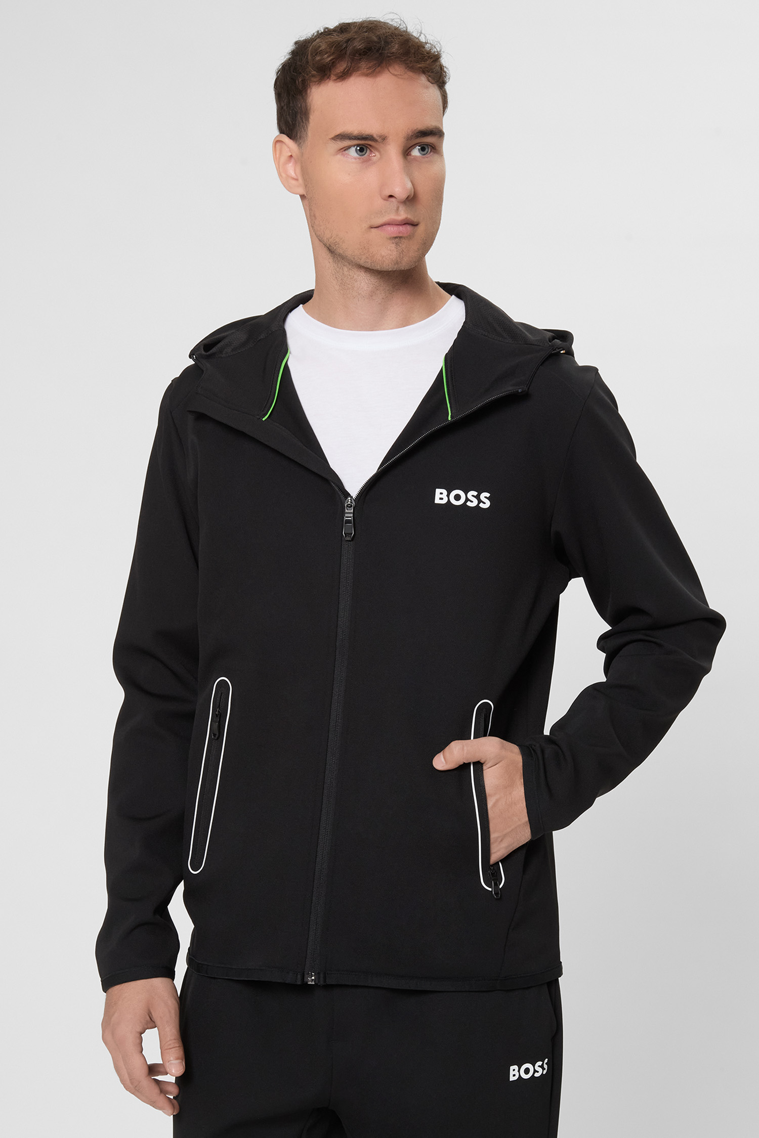 Чоловіча чорна кофта на блискавці BOSS 50542948;001