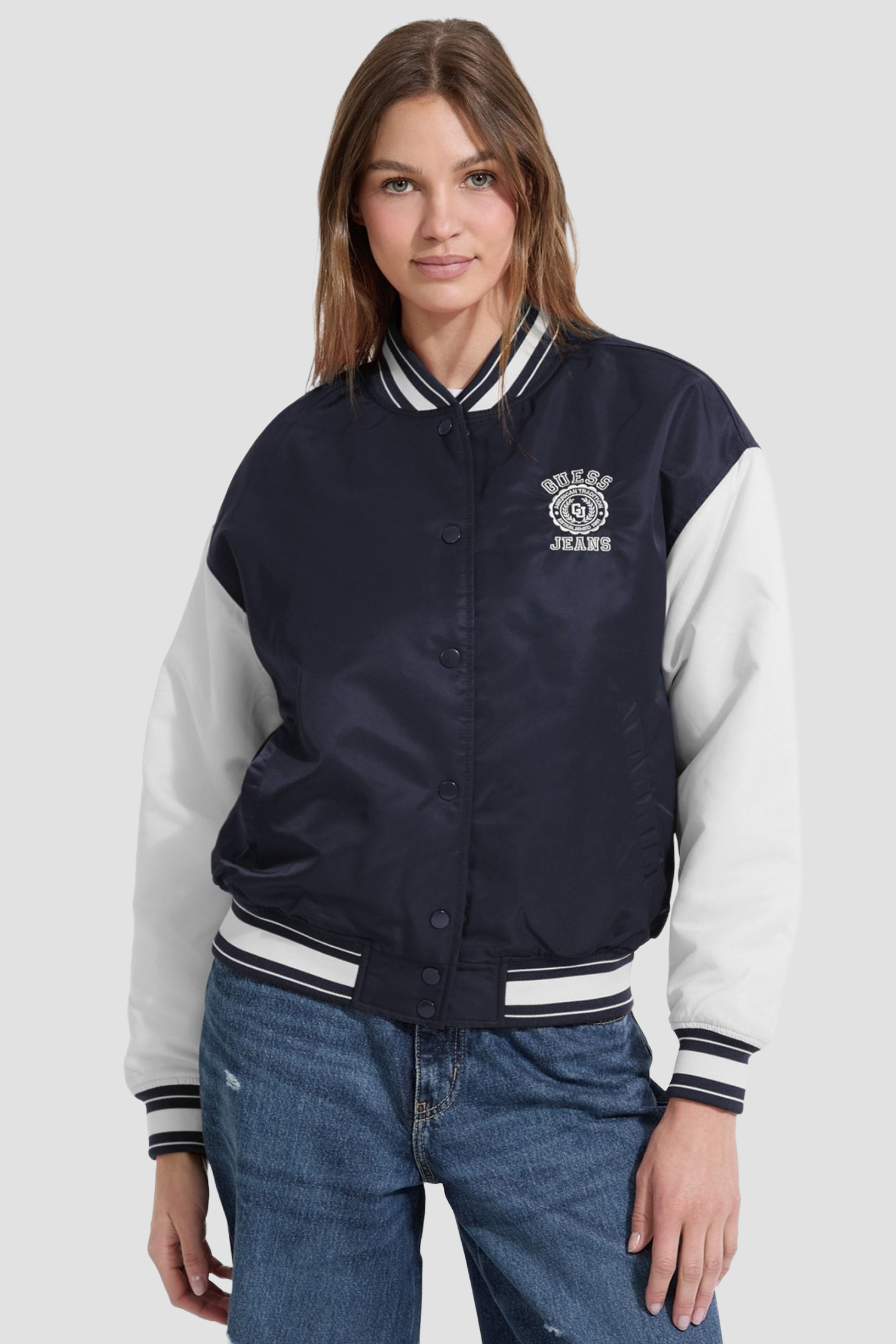 Женский темно-синий бомбер Guess Jeans W5YL15.WHAA2;A71W