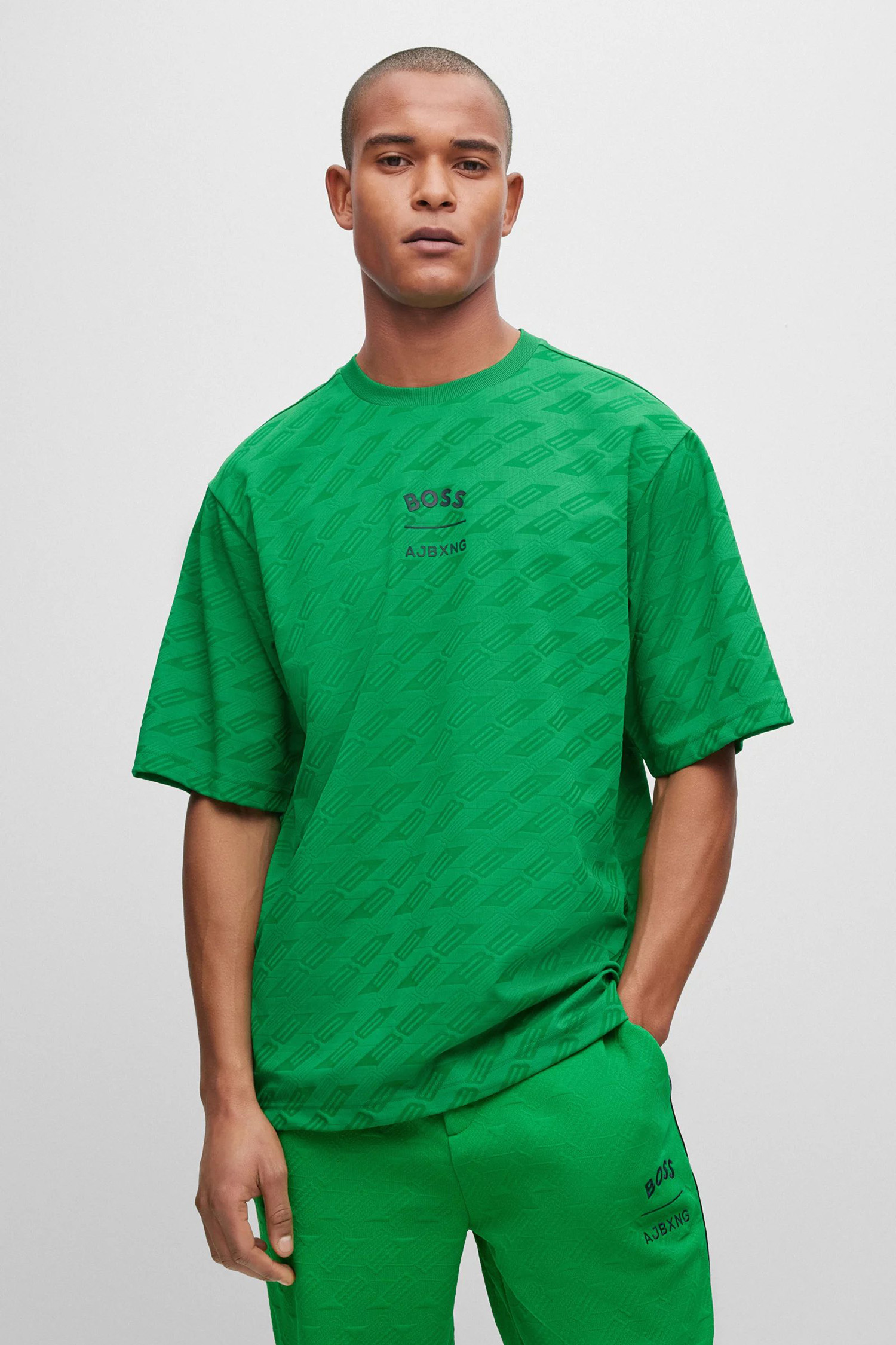 Мужская зеленая футболка с узором BOSS 50488786;342