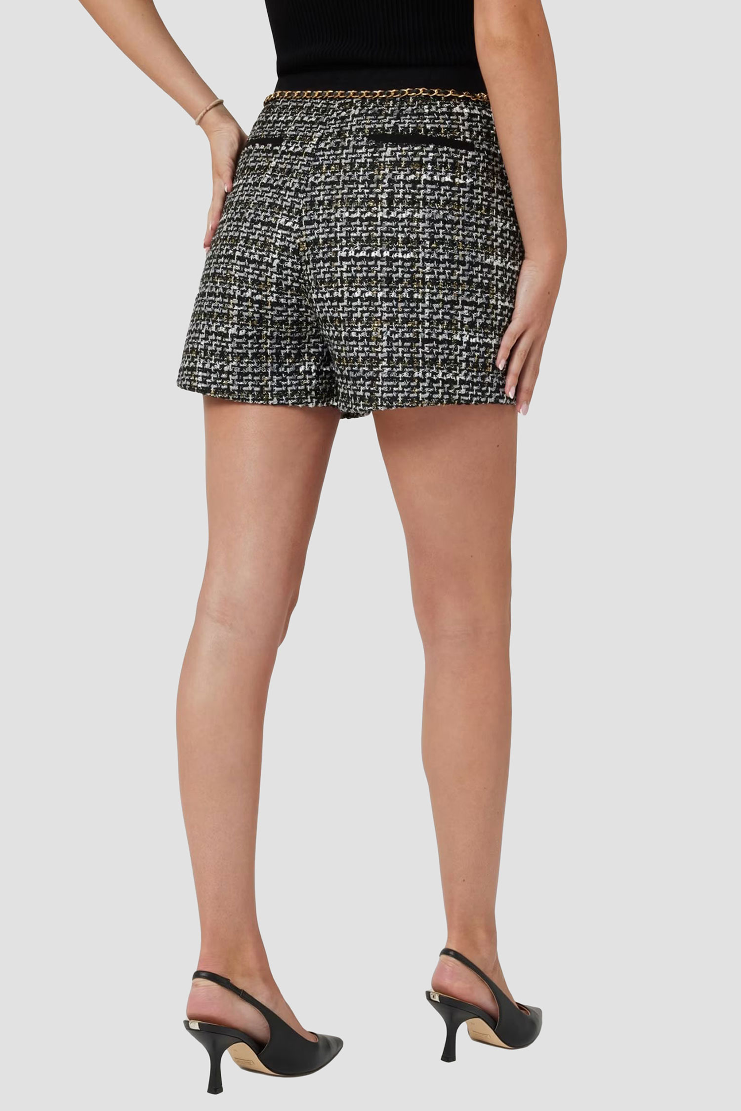 Женские черные твидовые шорты Guess W4BD63.WGIL2;F9EF