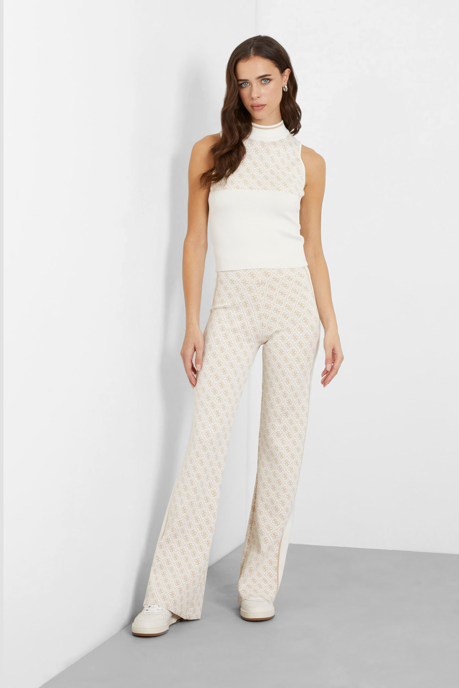 Женские белые брюки с узором Guess W3YB38.Z37K0;F1GL