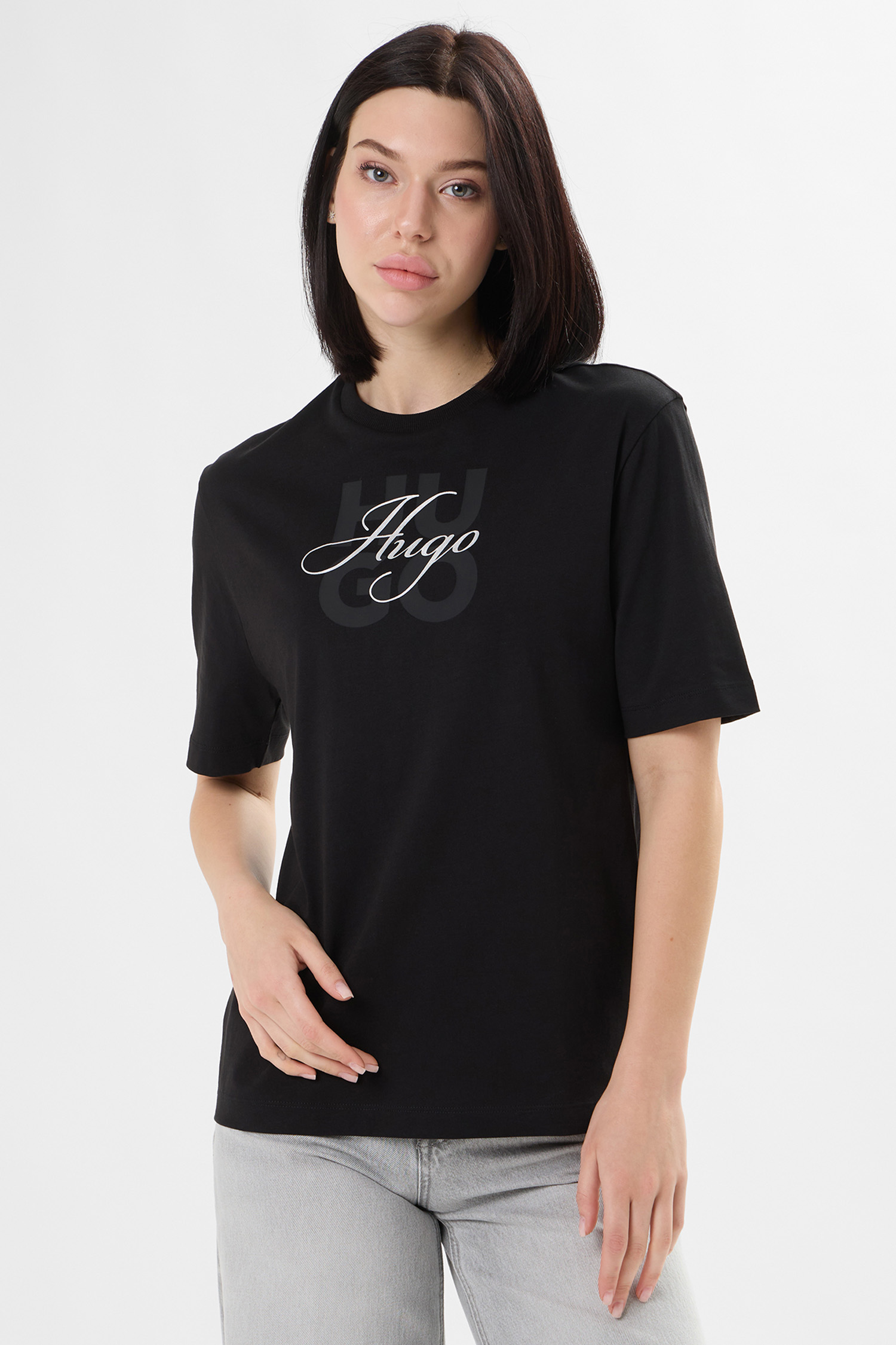 Жіноча чорна футболка HUGO 50566678;001
