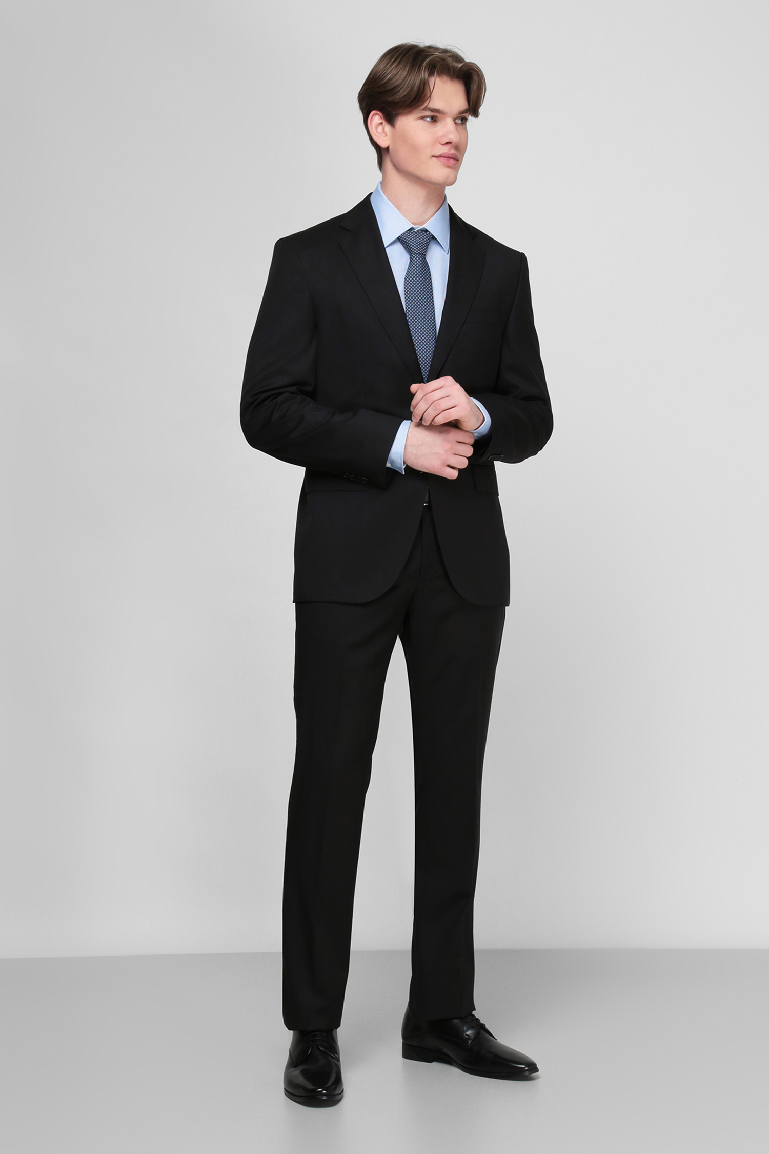 Чорний вовняний костюм для хлопців (піджак, брюки) BOSS 50318521К;001