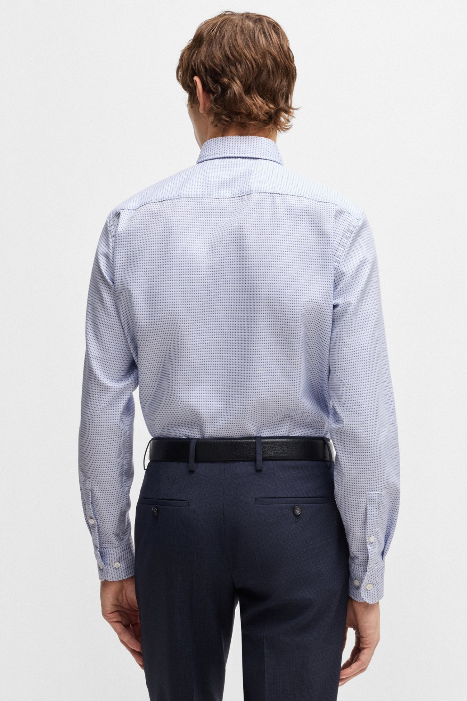 Мужская голубая рубашка с узором BOSS 50533712;425