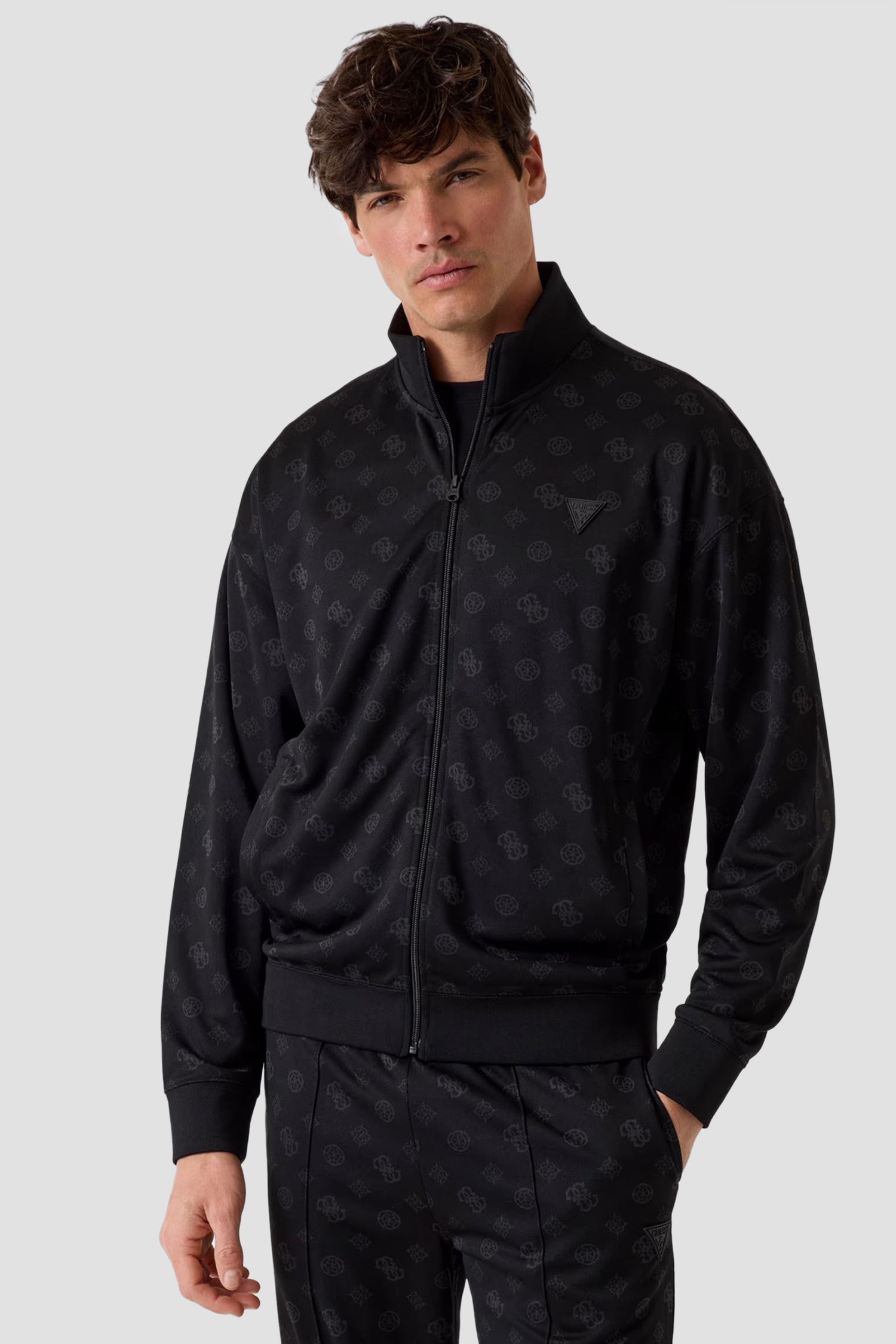 Мужская черная спортивная кофта с узором Guess Z6GQ07.K2849;FJCD