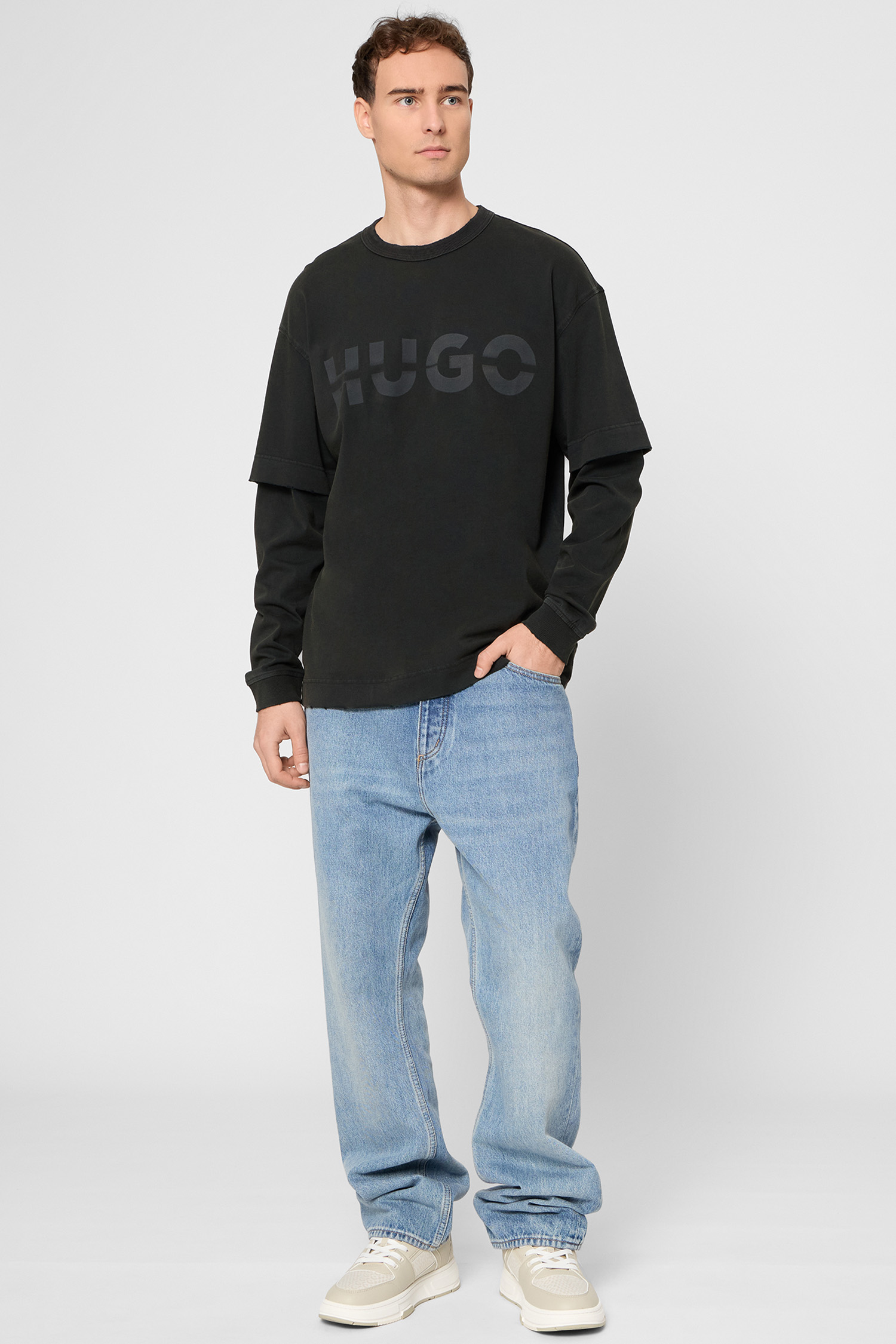 Чоловічий чорний лонгслів HUGO BLUE 50546541;036