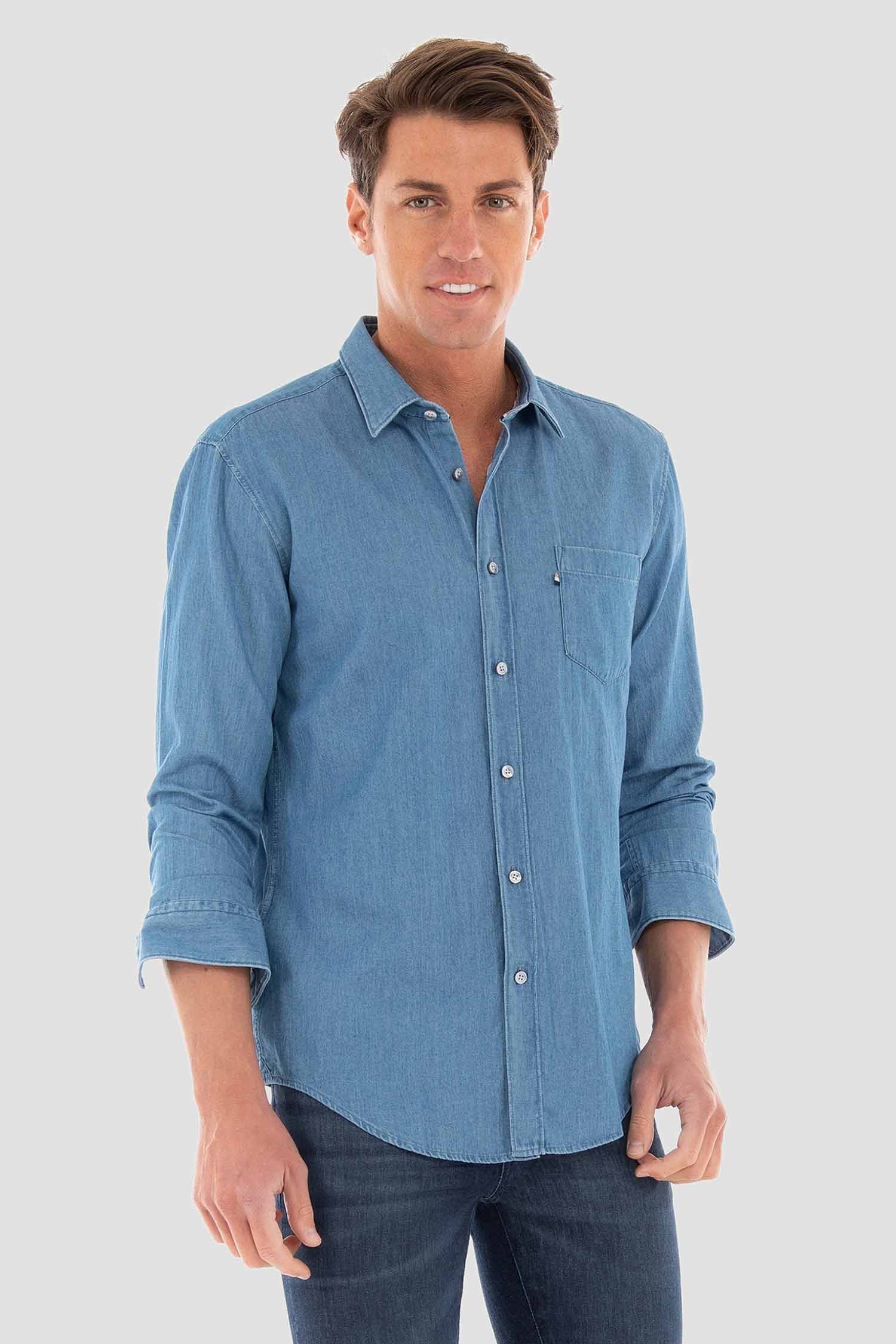 Мужская синяя джинсовая рубашка BOSS 50471367;426