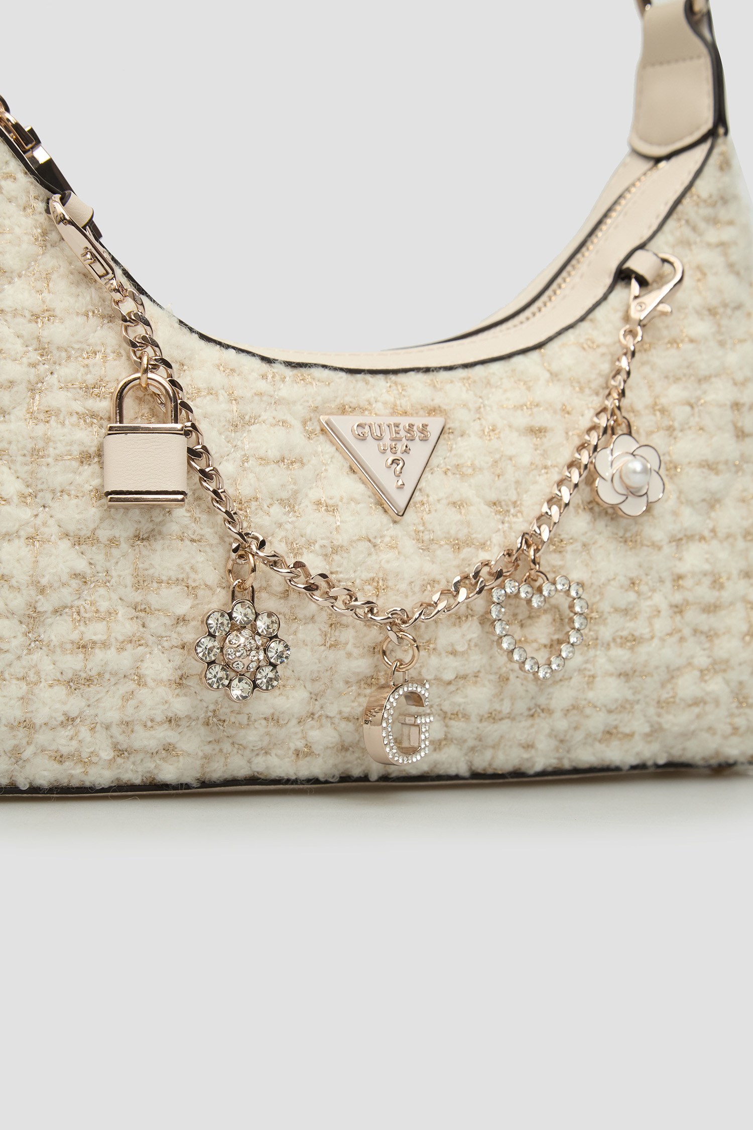 Жіноча біла твідова сумка Guess HWAT86.79180;IVO