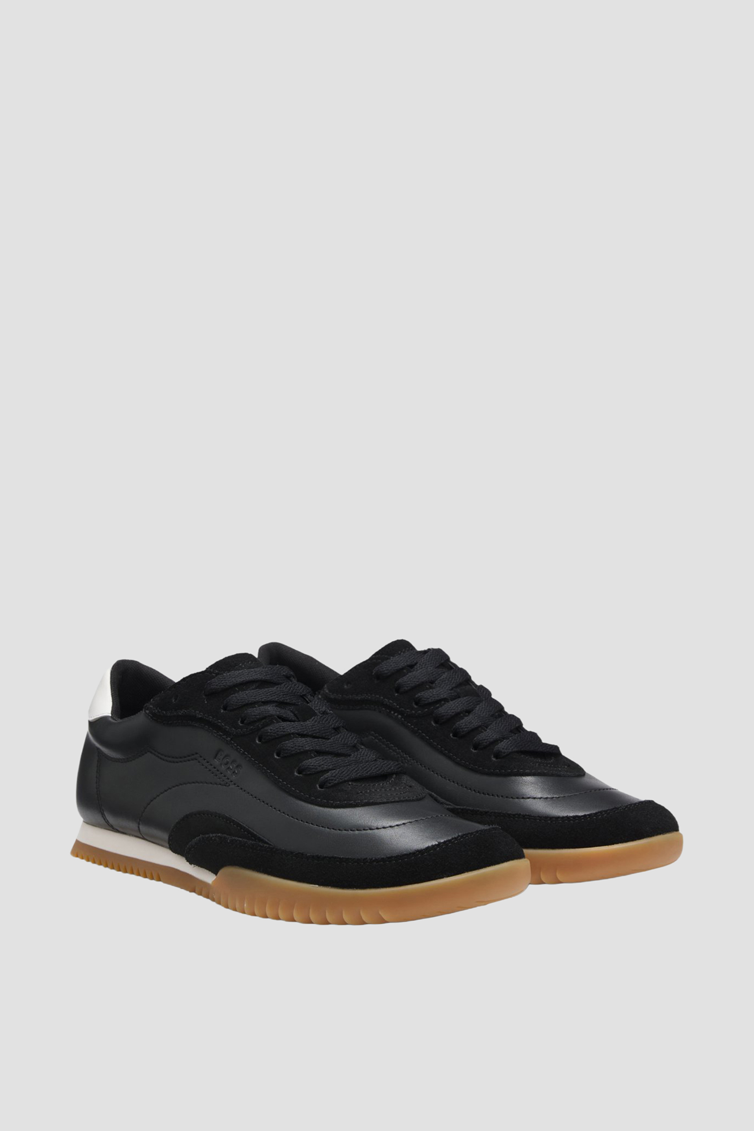 Женские черные кожаные кроссовки BOSS 50552462;001