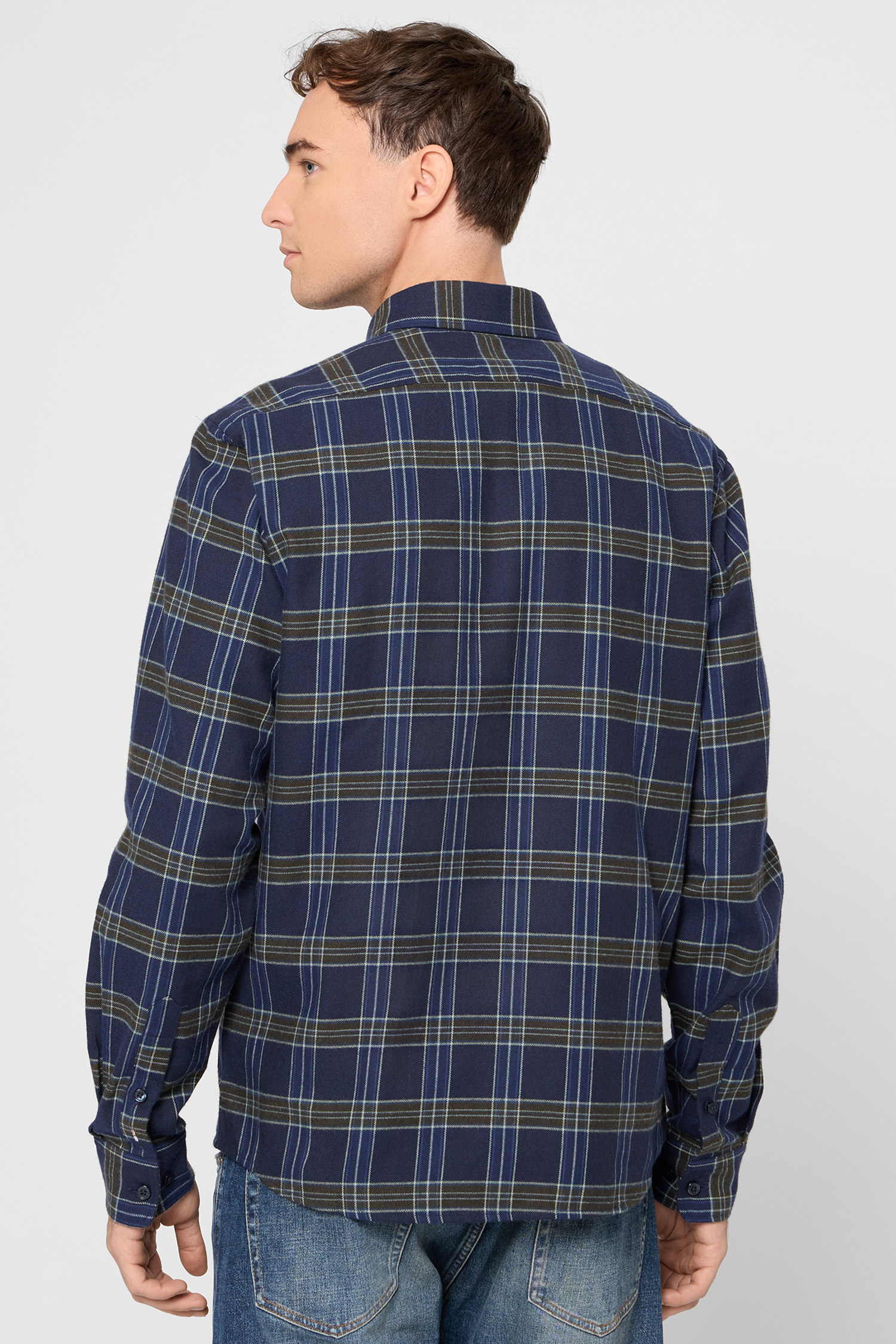 Мужская темно-синяя рубашка в клетку BOSS 50550049;473