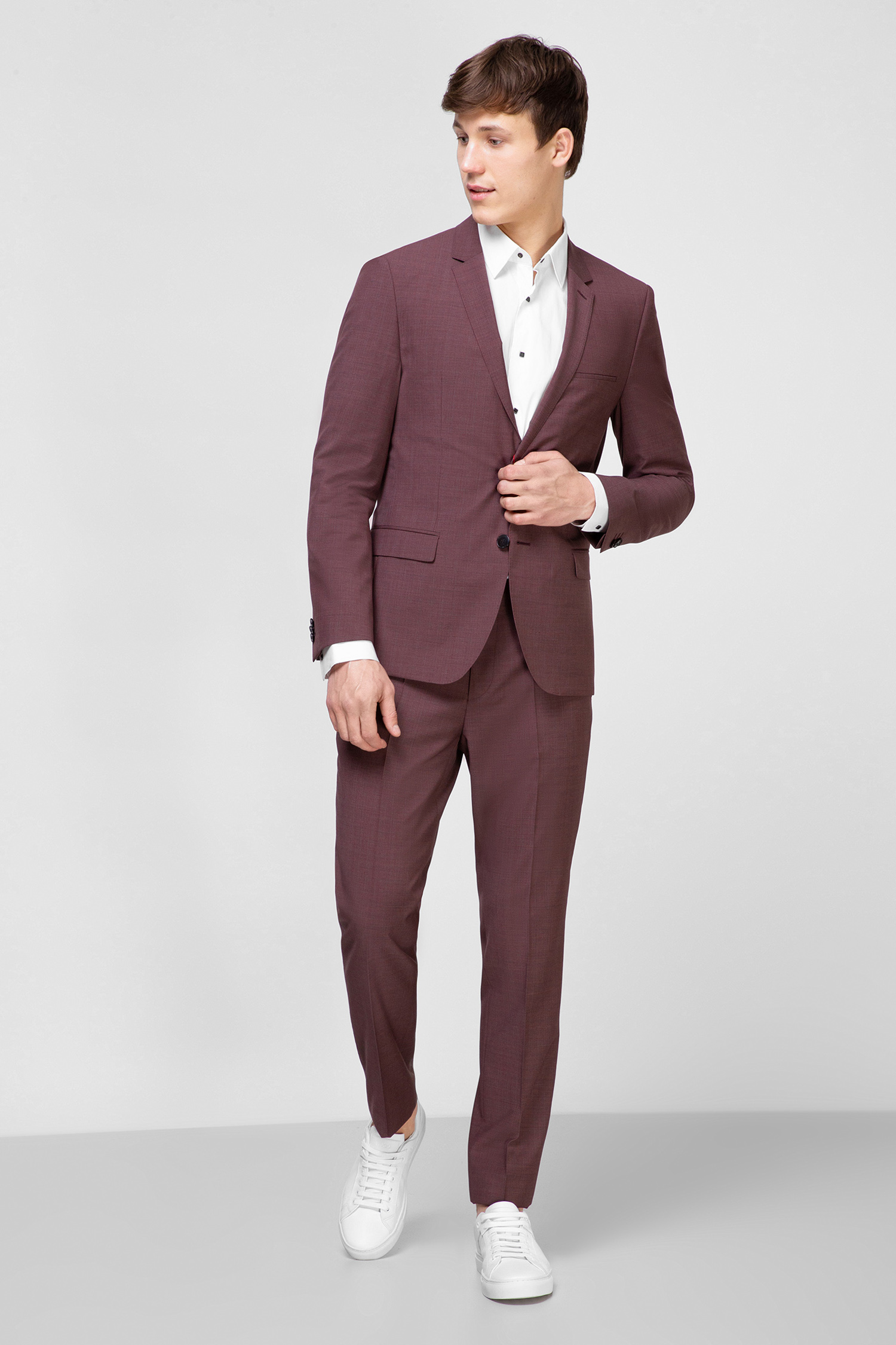 Мужской бордовый шерстяной костюм (пиджак, брюки) HUGO 50428085;693