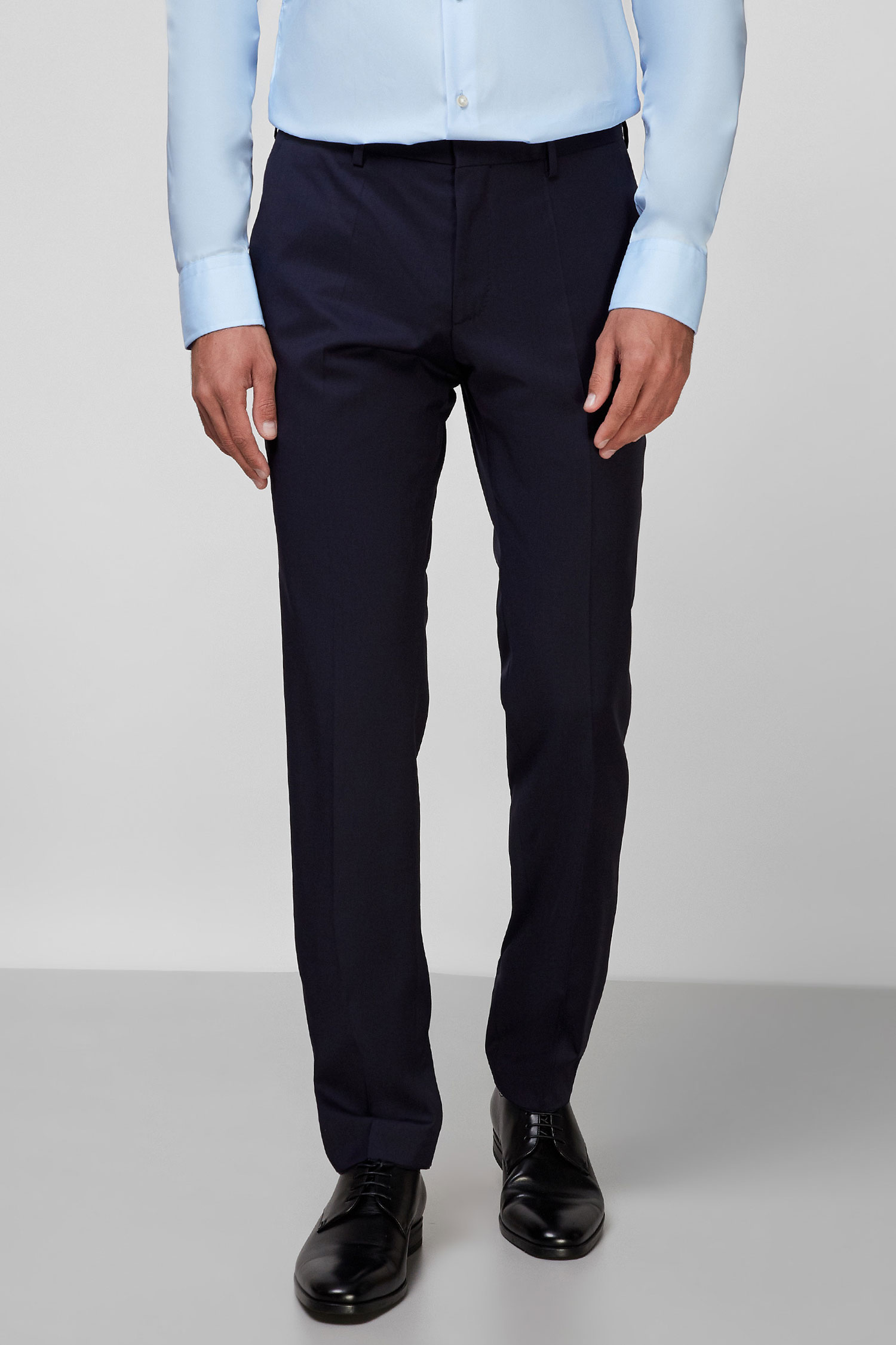 Мужские темно-синие шерстяные брюки BOSS 50318499;401