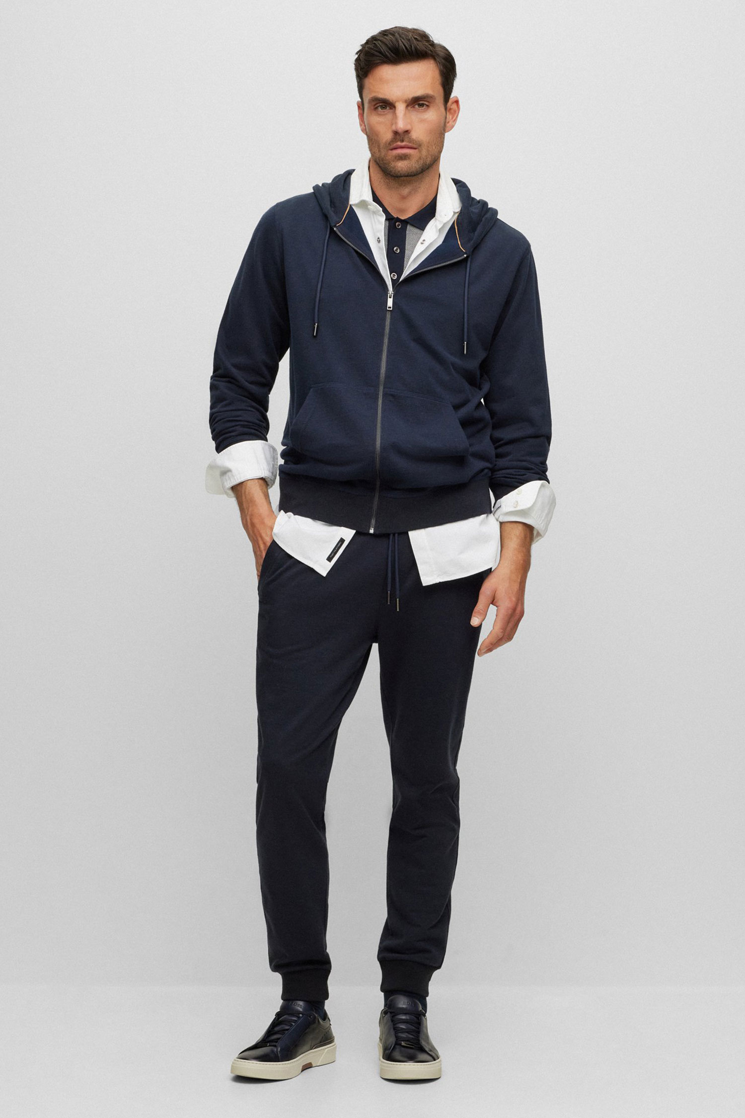 Мужская темно-синяя кофта на молнии BOSS 50497666;404