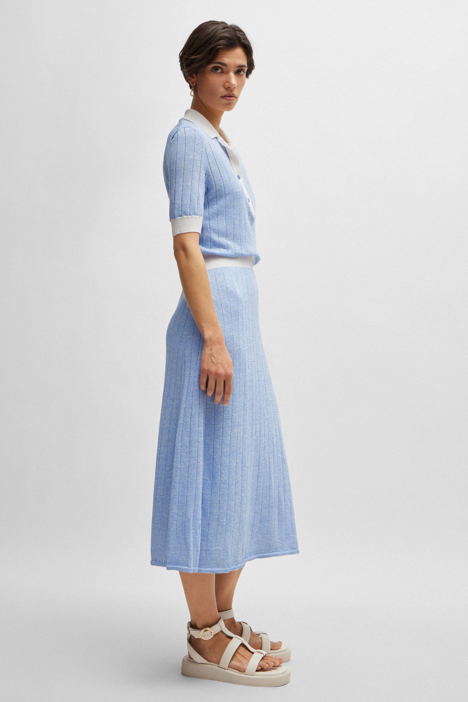 Женское голубое льняное платье BOSS 50509329;969