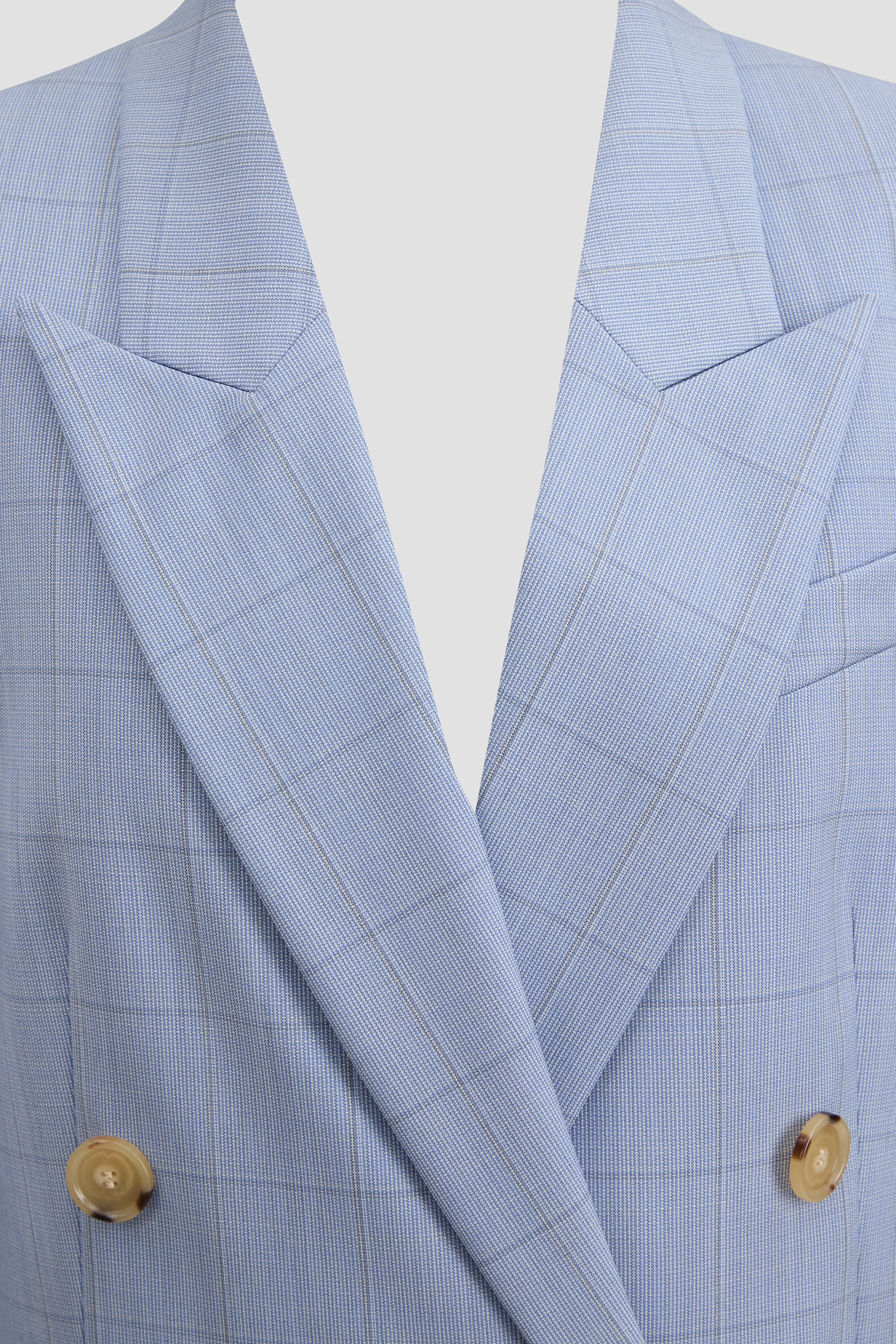 Женский голубой шерстяной жакет в клетку BOSS 50530606;967