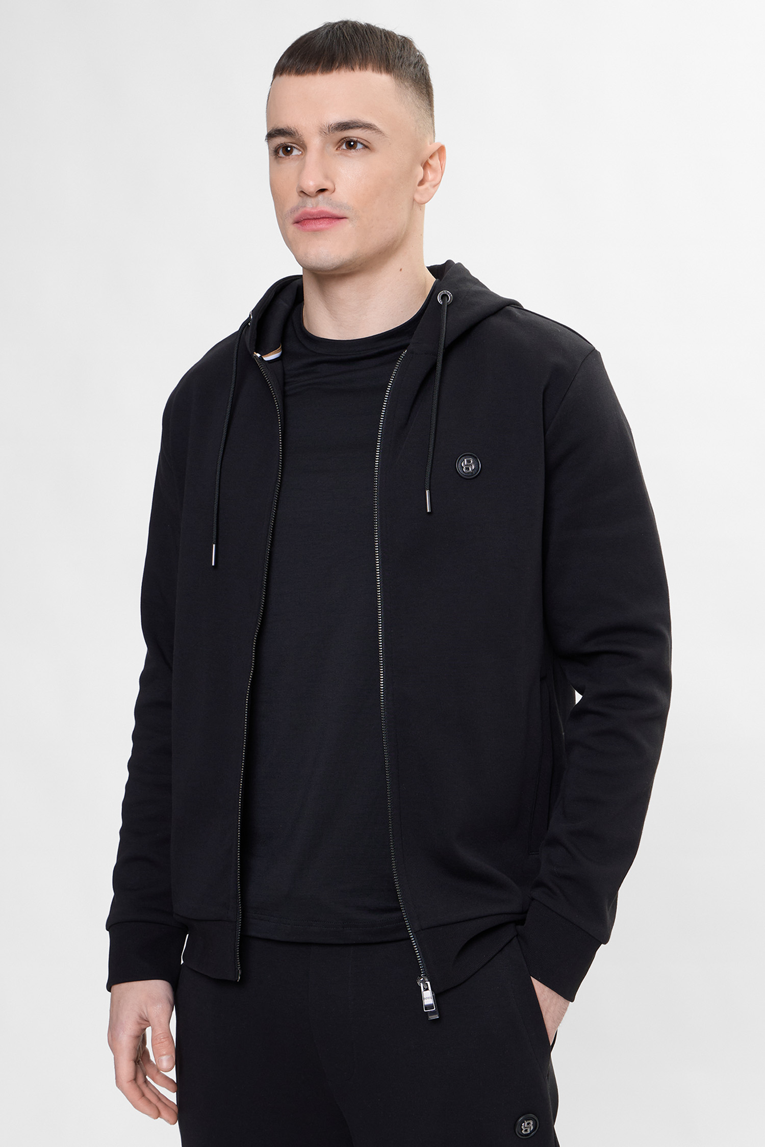 Чоловіча чорна кофта на блискавці BOSS 50555851;001