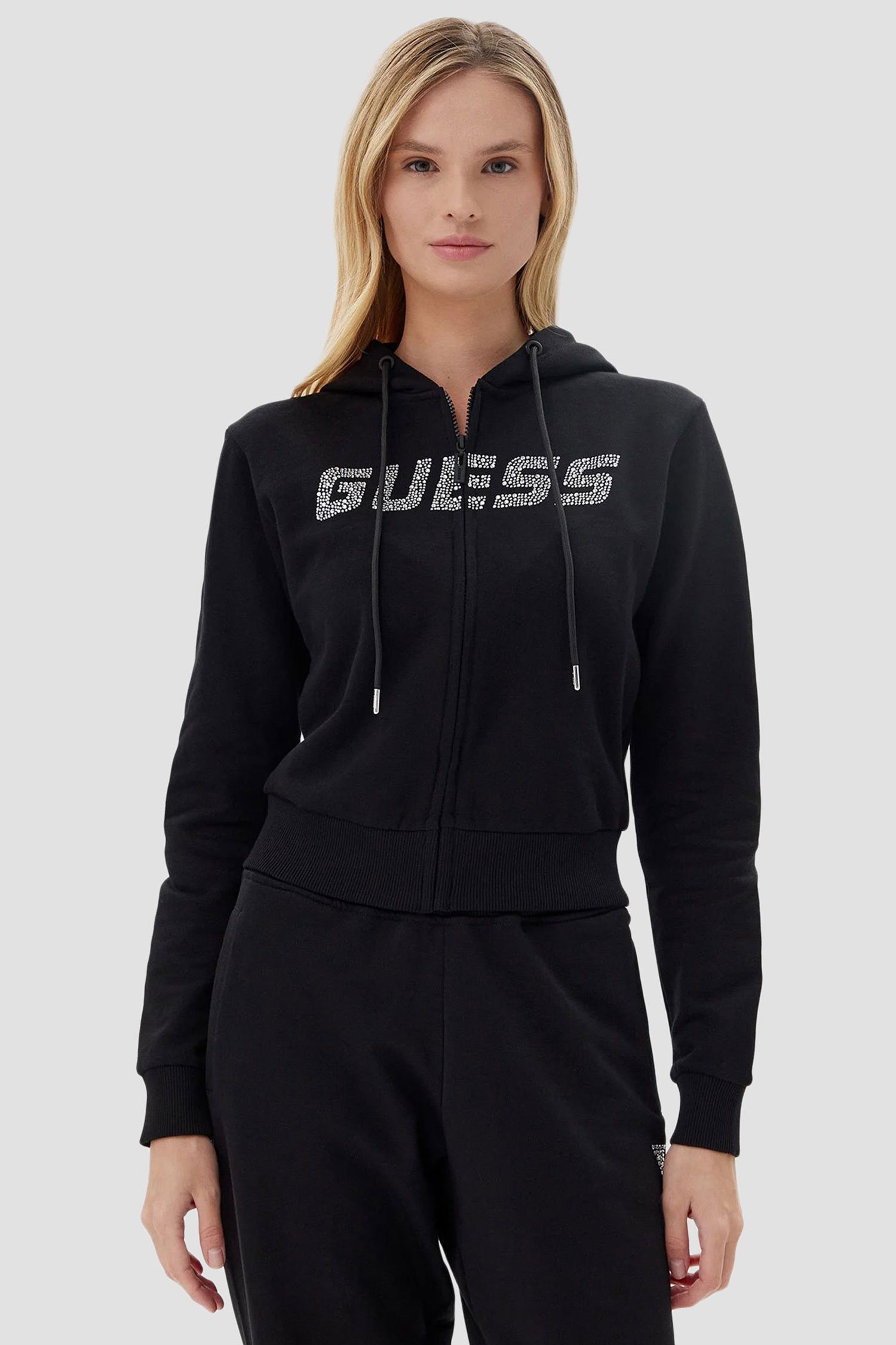 Жіноча чорна кофта на блискавці Guess V5GQ10.KCRP0;JBLK