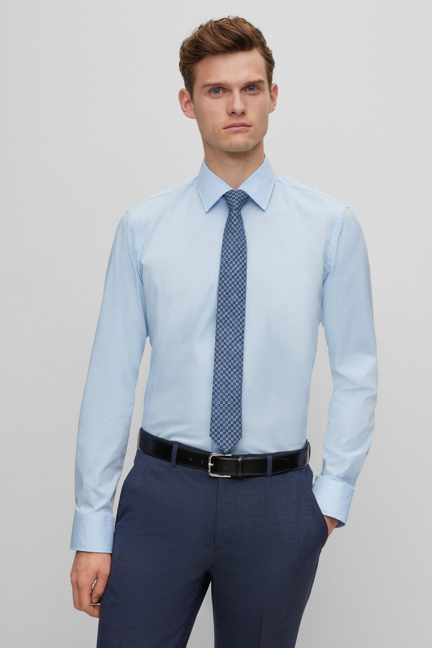 Мужской синий галстук с узором BOSS 50499523;477