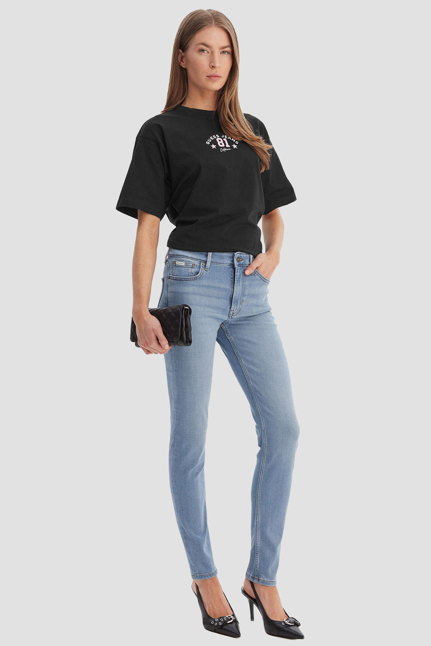 Жіноча чорна футболка Guess Jeans W6RI20.K8HM0;JBLK