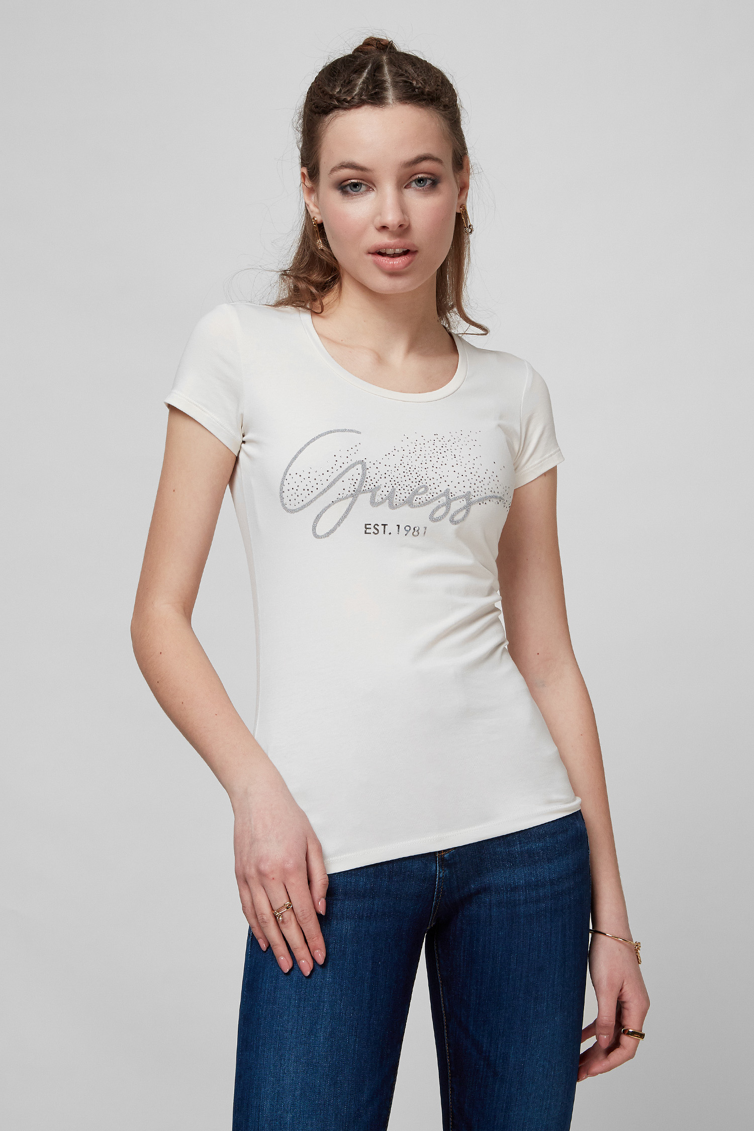 Біла футболка для дівчат Guess W2RI04.J1300;G012