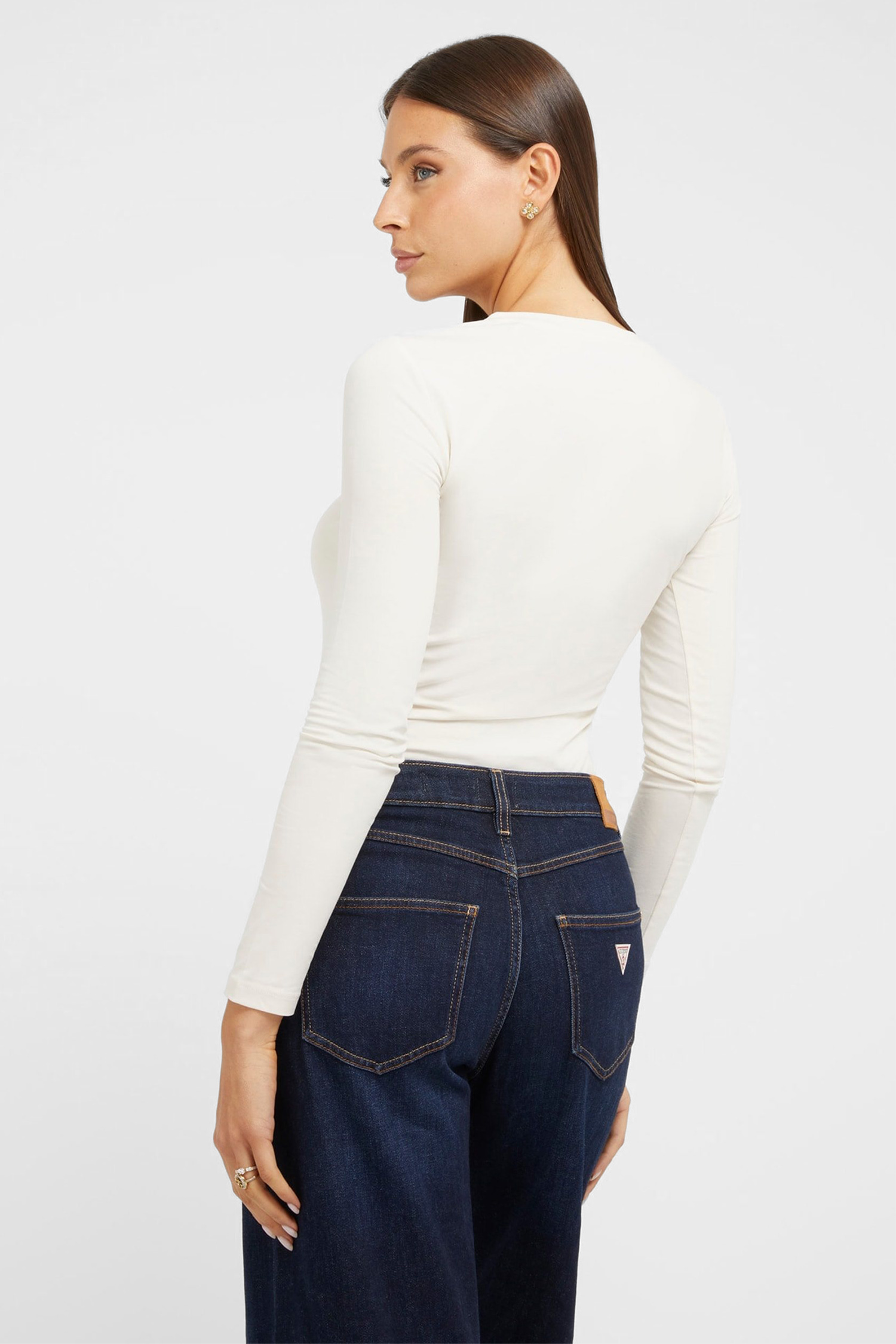 Женский белый лонгслив Guess W3BI37.J1314;G012