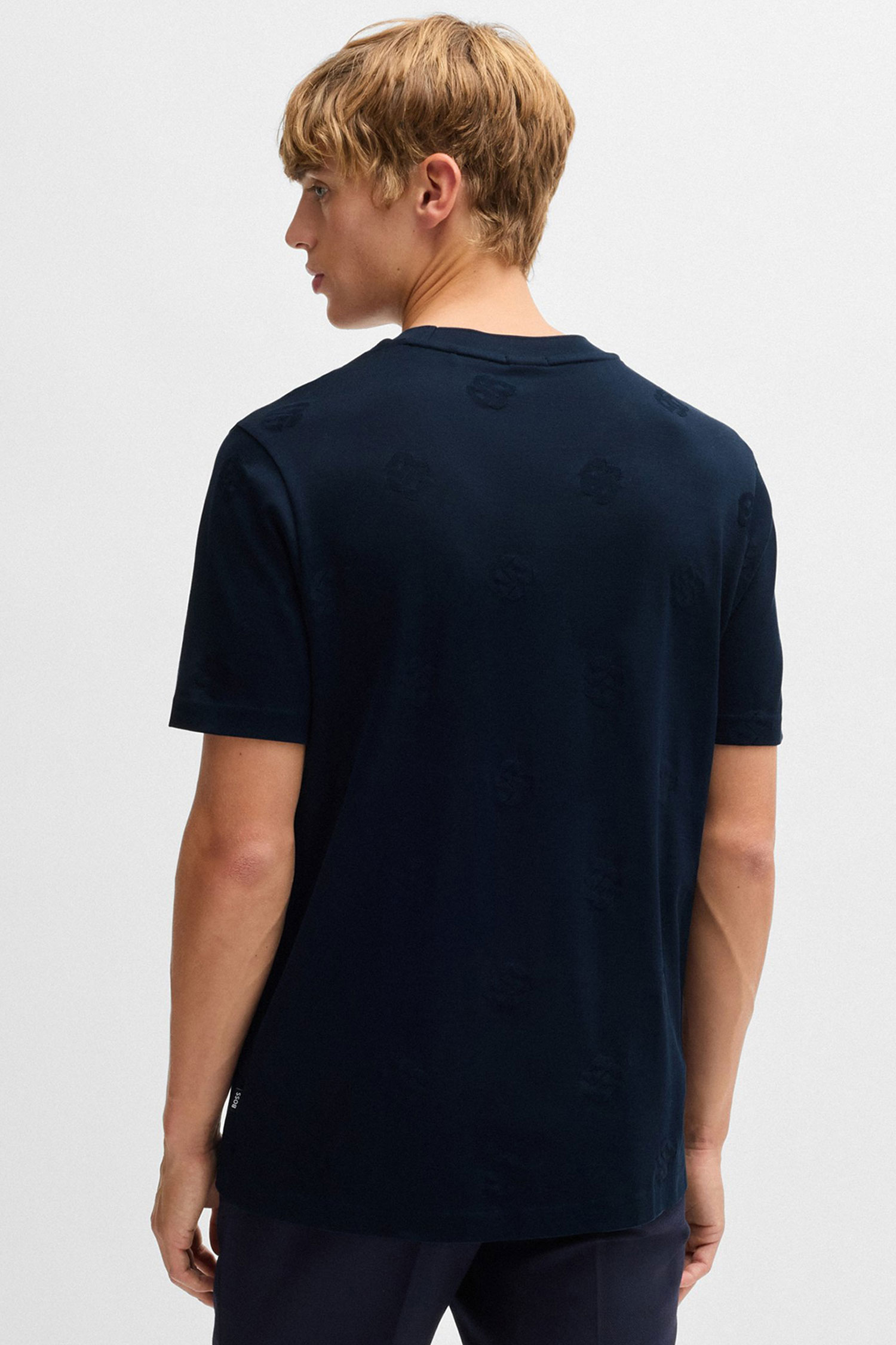 Мужская темно-синяя футболка с узором BOSS 50532753;404