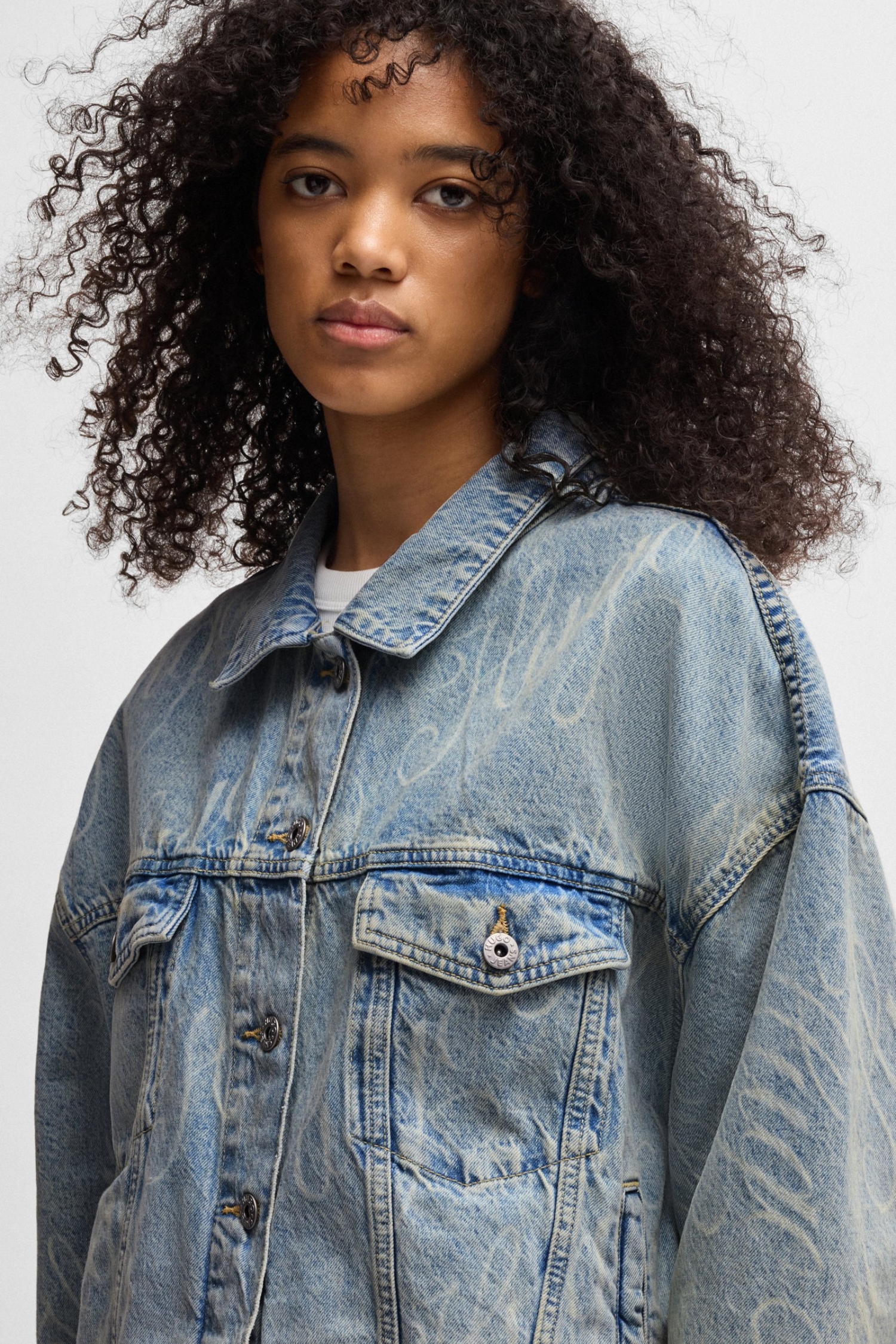 Женская голубая джинсовая куртка с узором HUGO BLUE 50534757;994