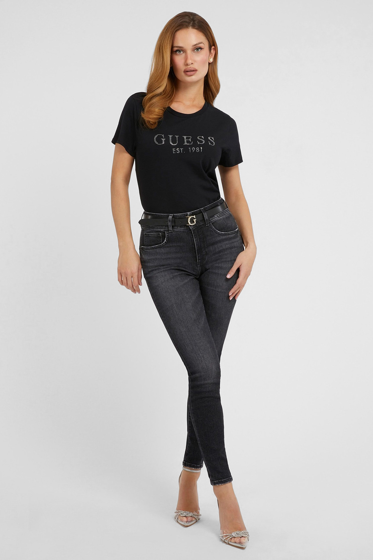 Женская черная футболка Guess W3GI76.K8G01;JBLK