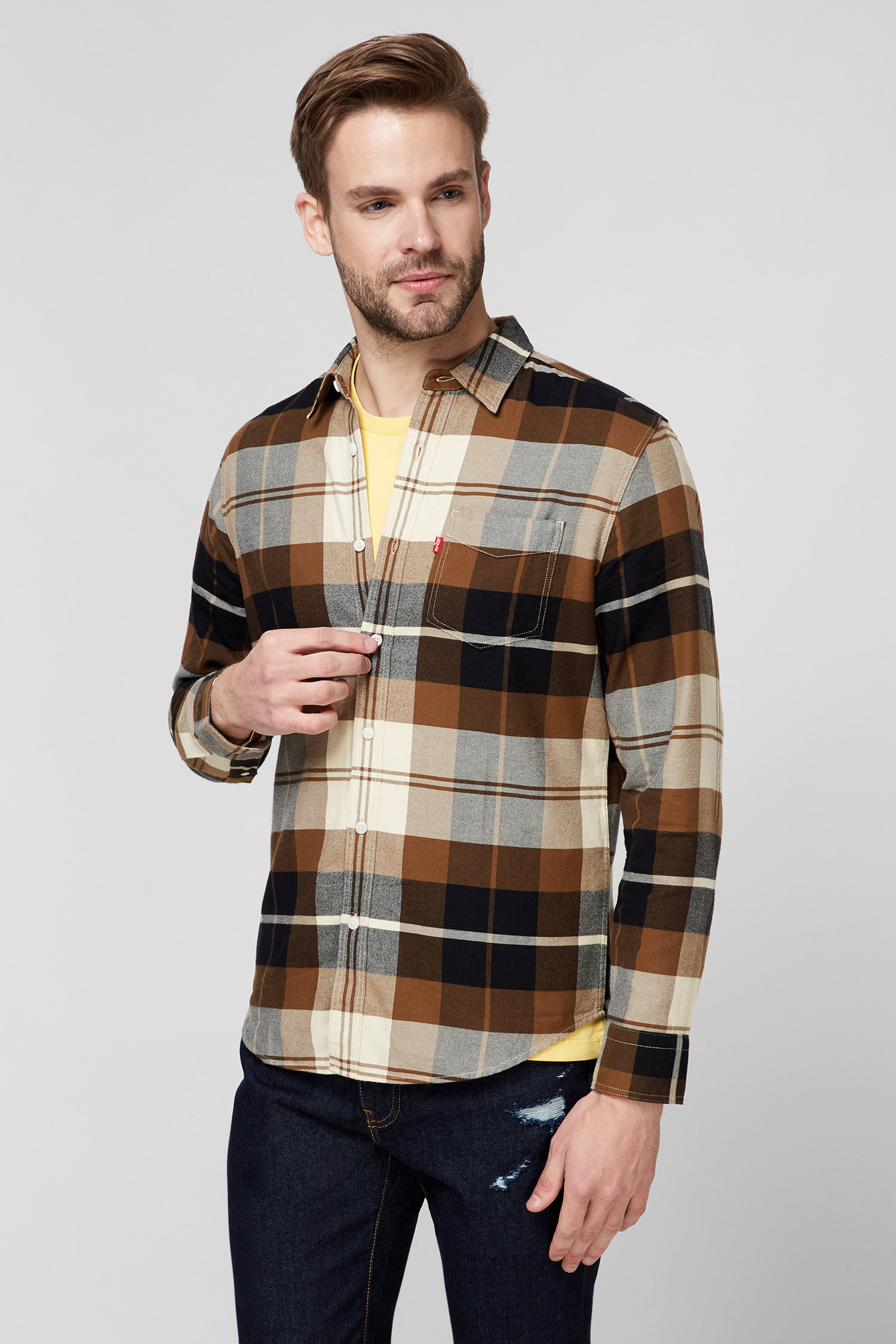 Мужская коричневая рубашка в клетку Levi’s® 85746;0027 — Ultrashop