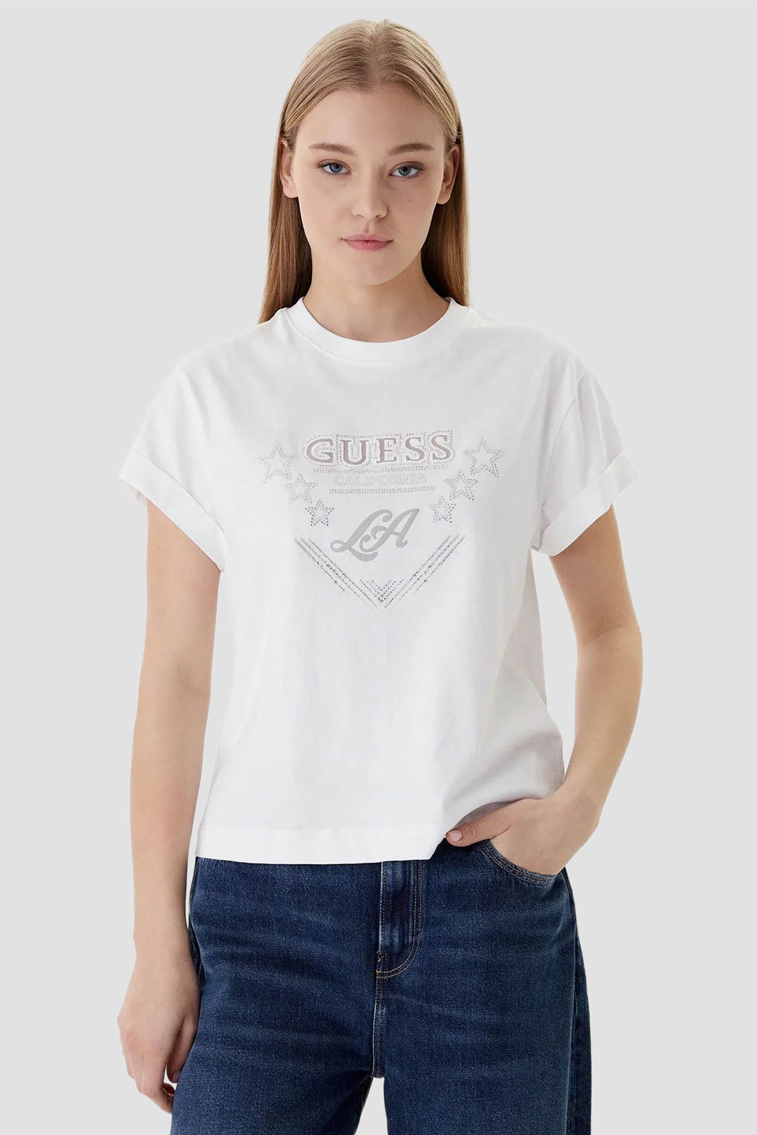 Жіноча біла футболка Guess W6RI30.I3Z14;G011