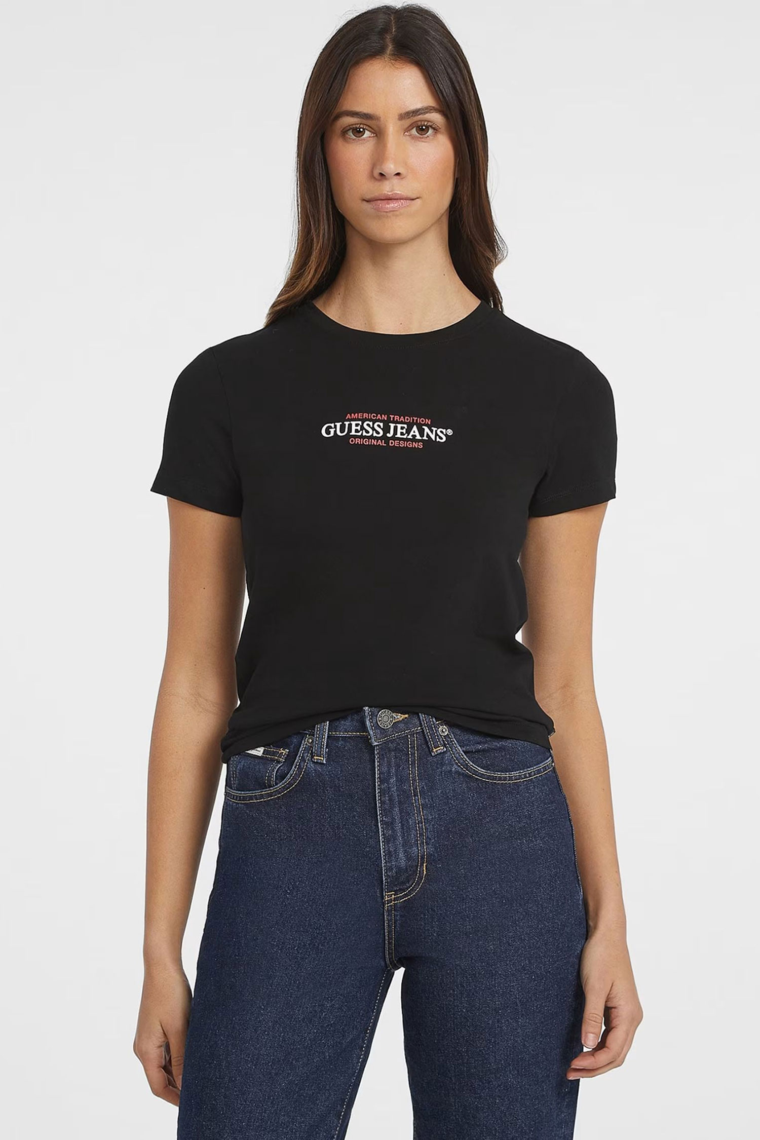 Женская черная футболка Guess Jeans W4YI03.J1314;JBLK
