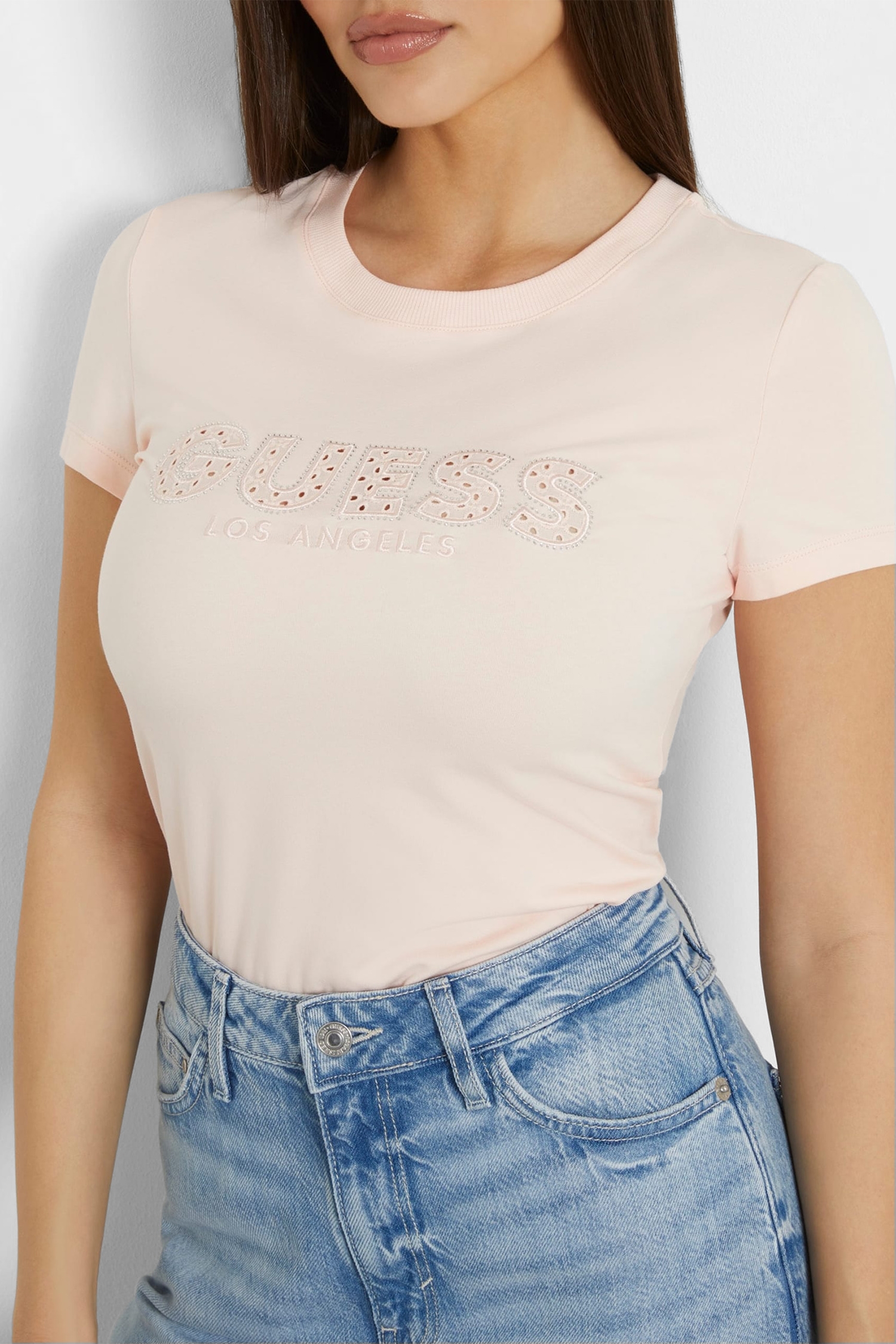 Женская розовая футболка Guess W4GI14.J1314;G6K8