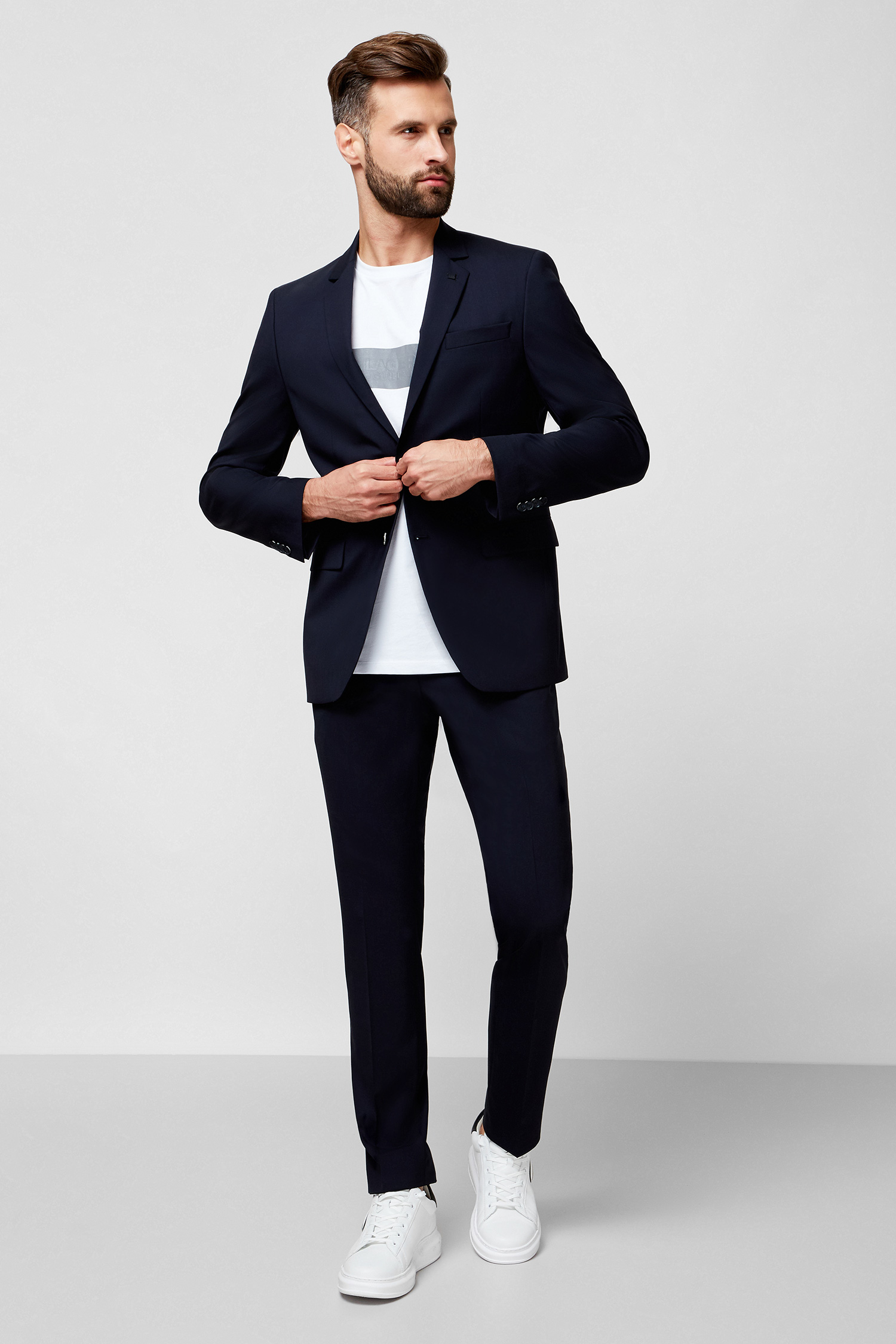 Мужской темно-синий шерстяной пиджак Karl Lagerfeld 500099.155200;690