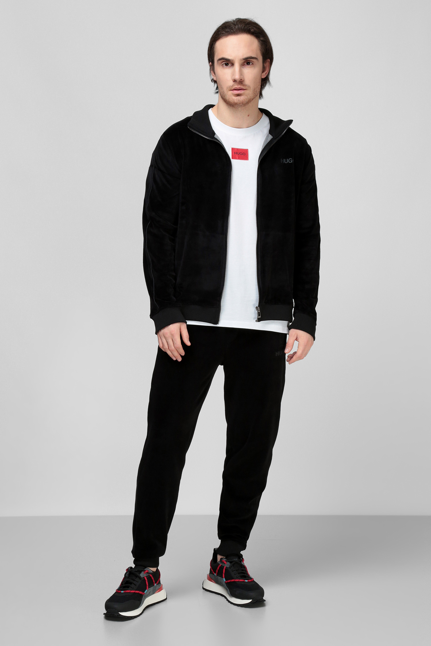 Мужская черная велюровая спортивная кофта HUGO 50463483;001