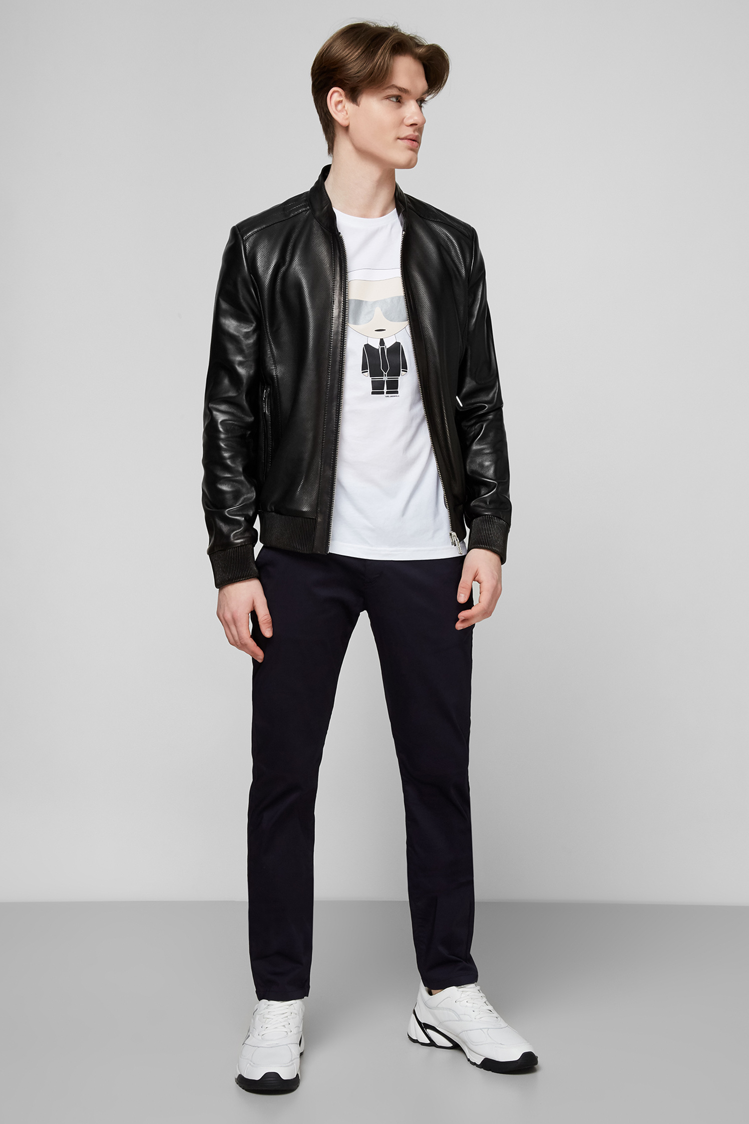 Черная кожаная куртка для парней Karl Lagerfeld 511400.555004;990