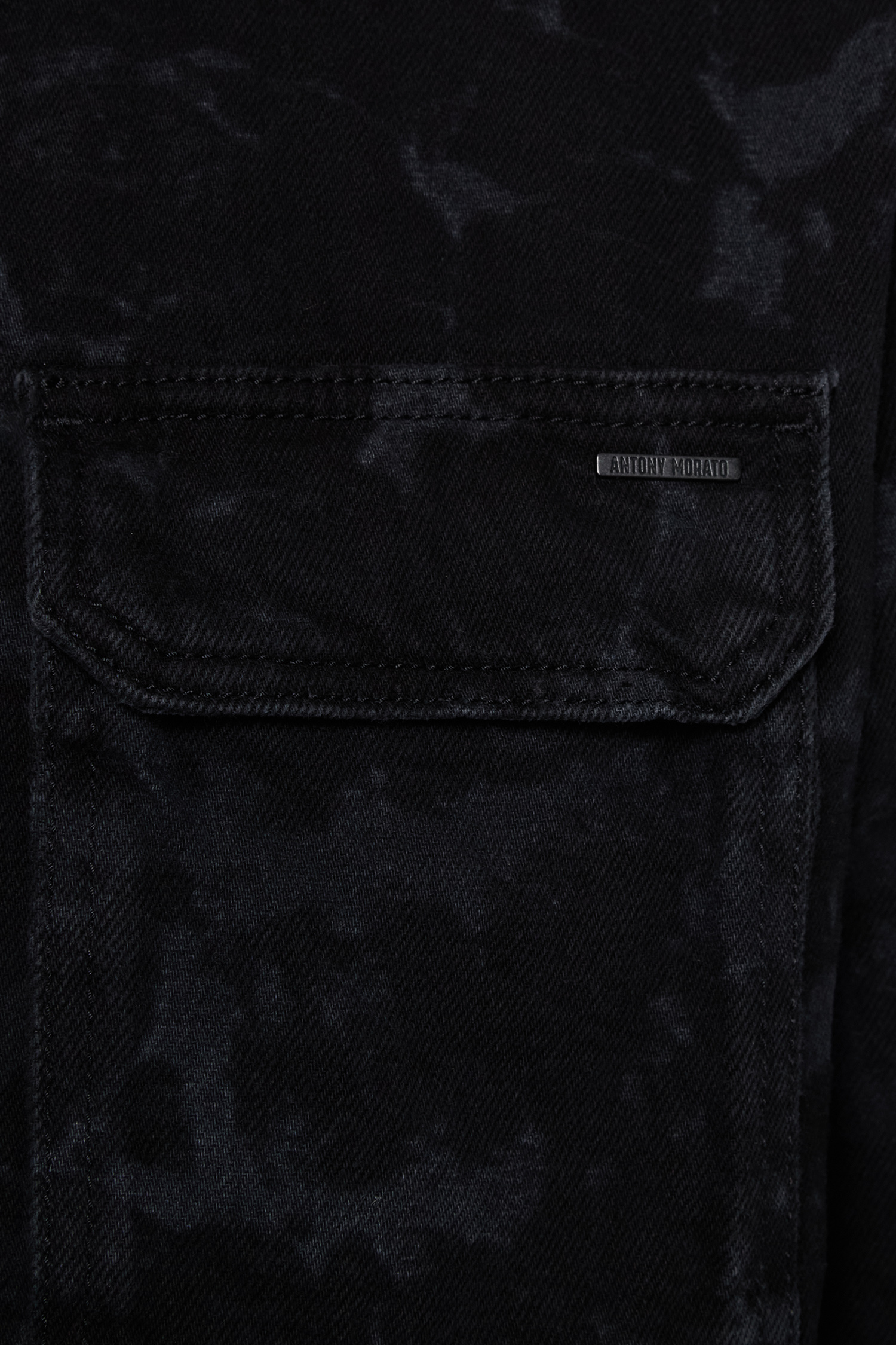 Мужская черная джинсовая рубашка с узором Antony Morato MMSL00763.FA700143;9000