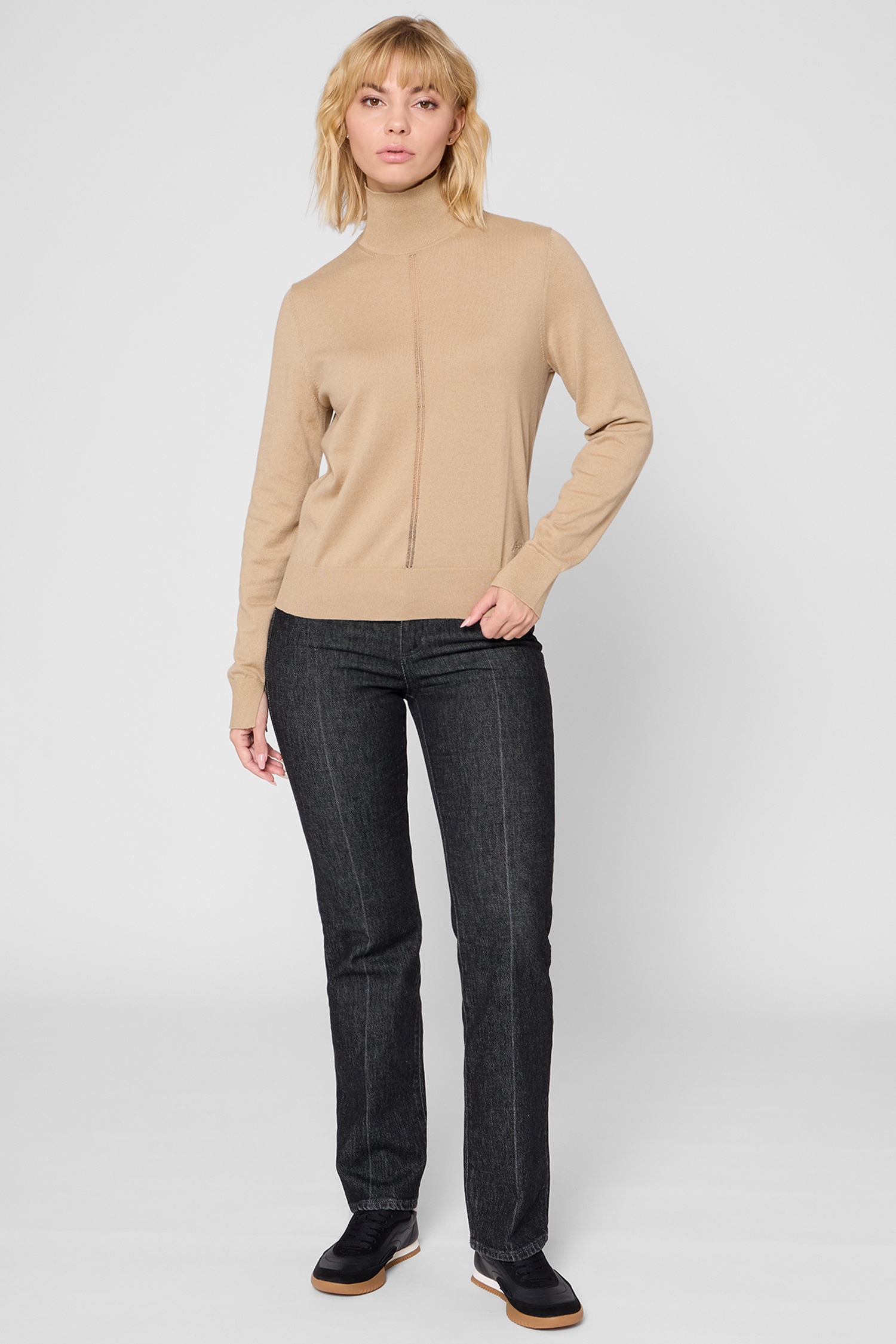 Женский бежевый шерстяной гольф BOSS 50551356;222