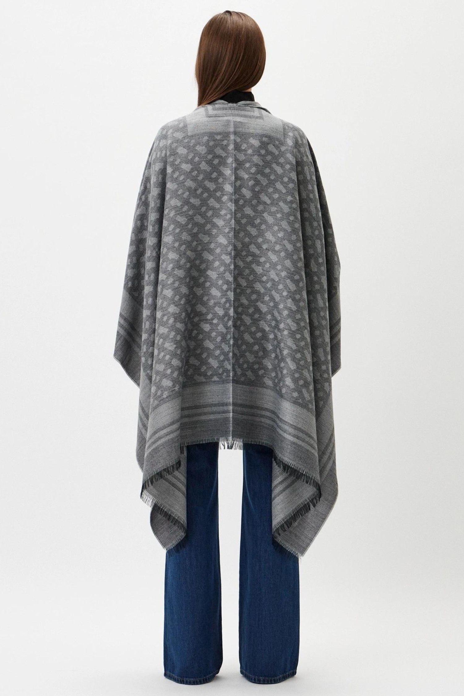 Женское серое пончо с узором BOSS 50521516;001