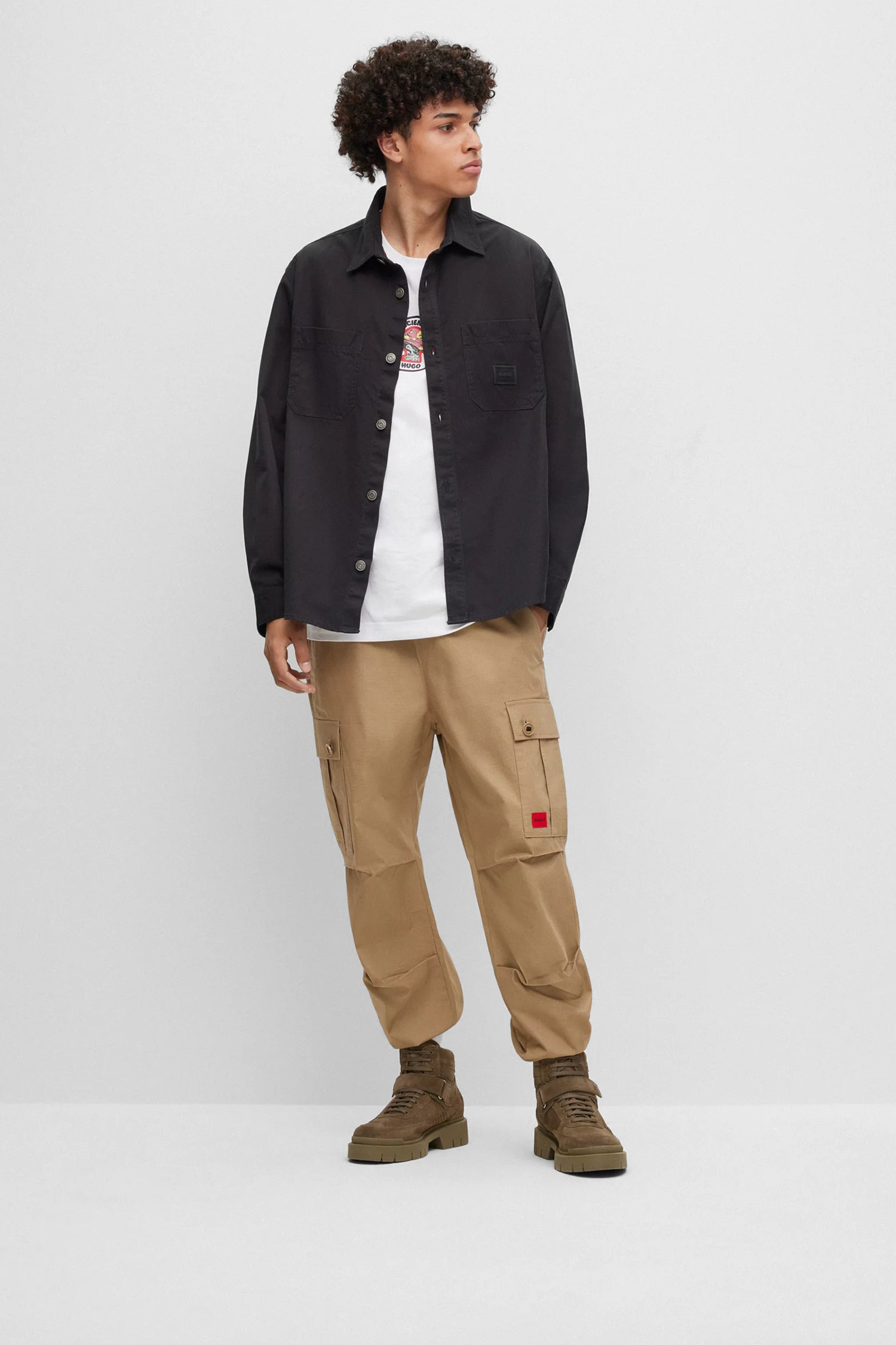 Мужские оливковые замшевые ботинки HUGO 50497791;345