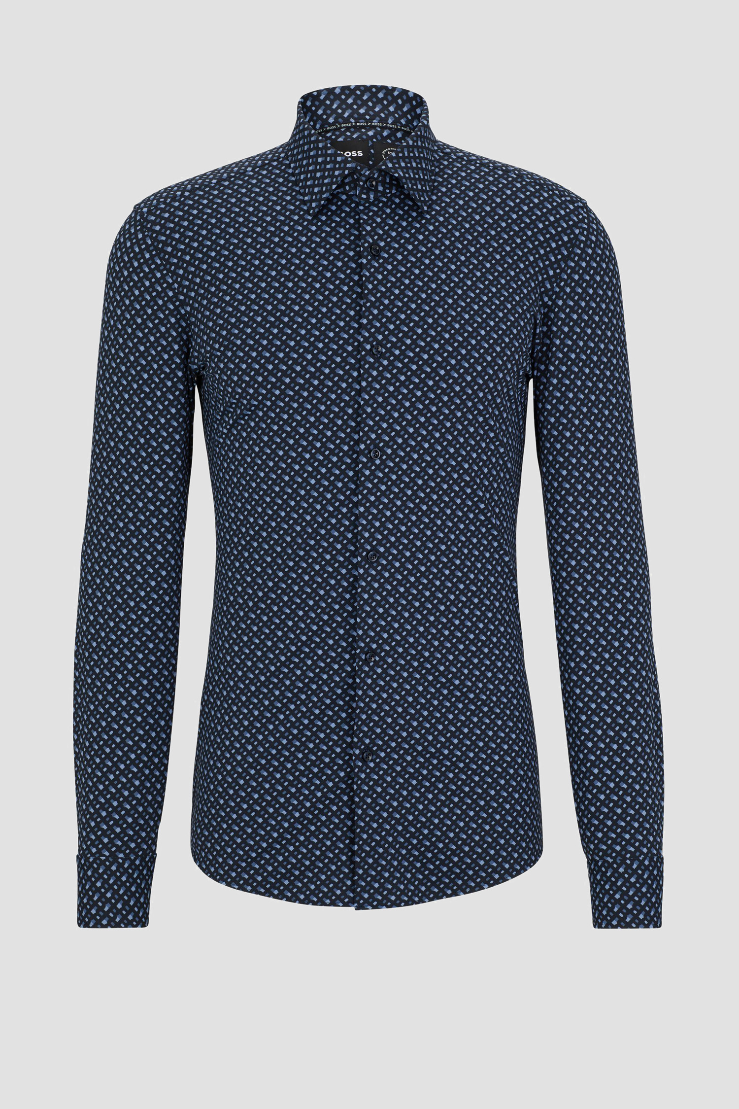 Мужская темно-синяя рубашка с узором BOSS 50496801;475