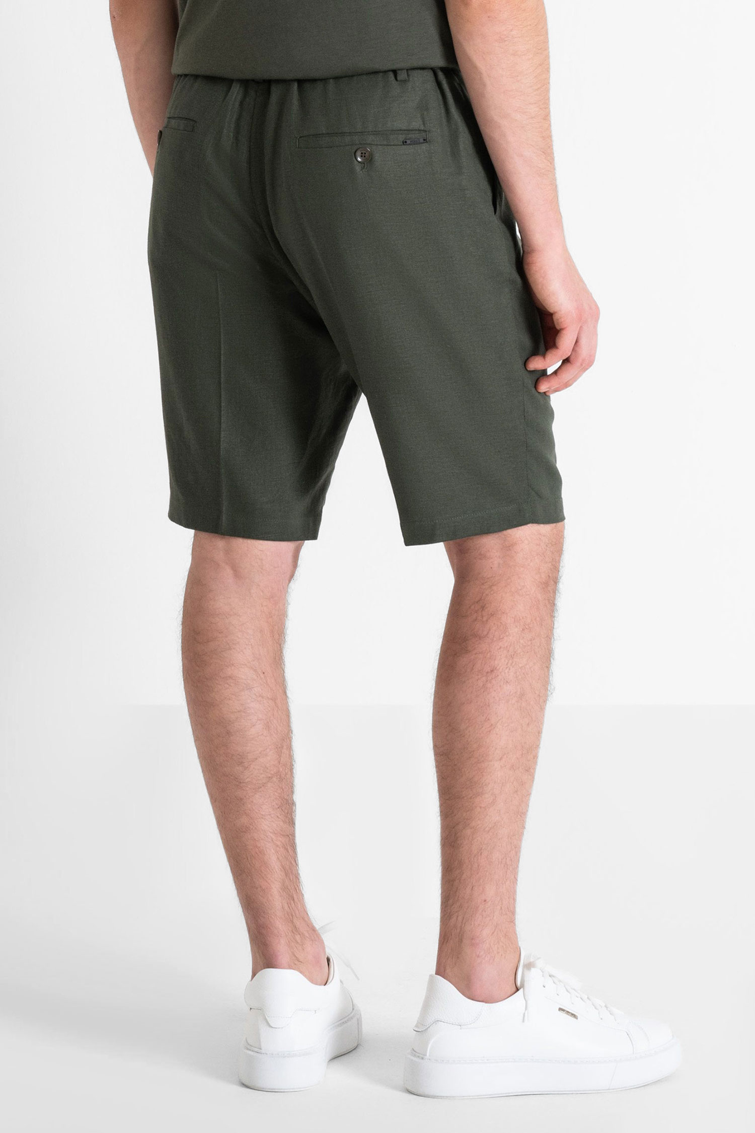 Мужские зеленые льняные шорты Antony Morato MMSH00204.FA800126;4072