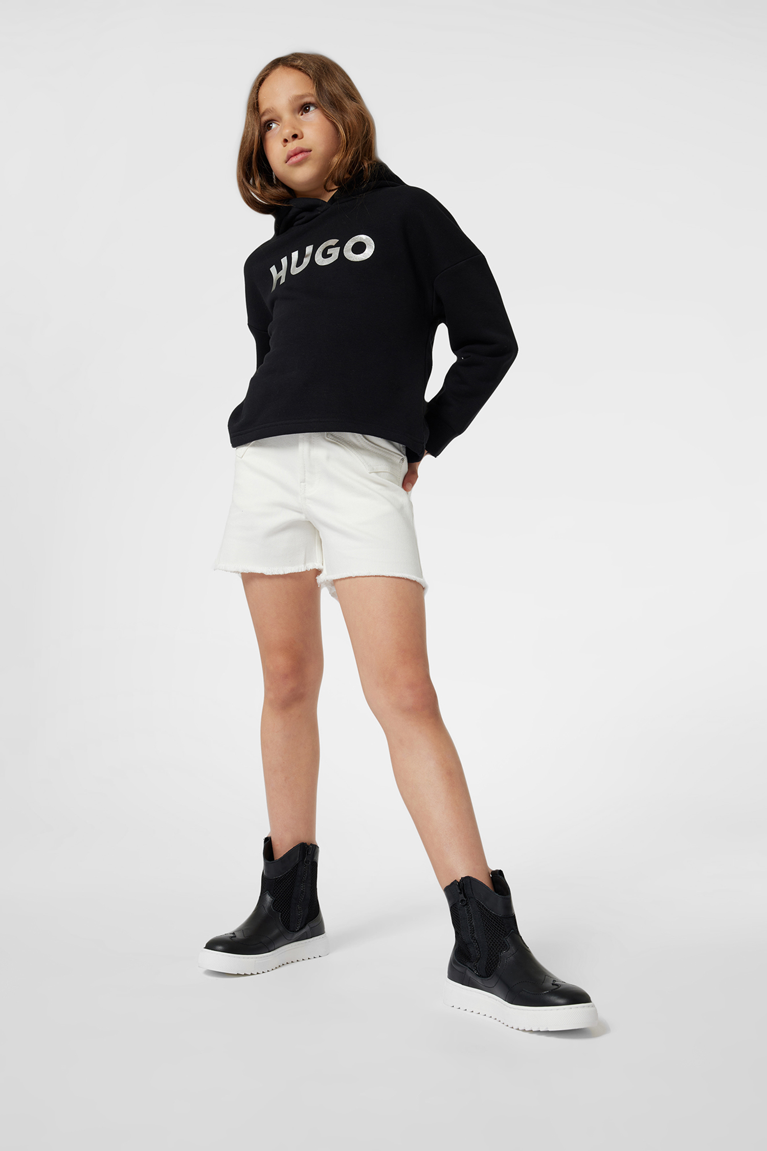 Детское черное худи HUGO kids G00139;09B