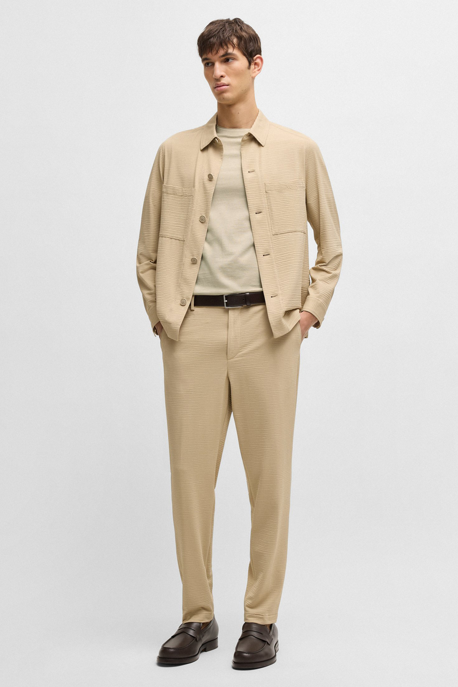 Мужская бежевая футболка BOSS 50536847;275