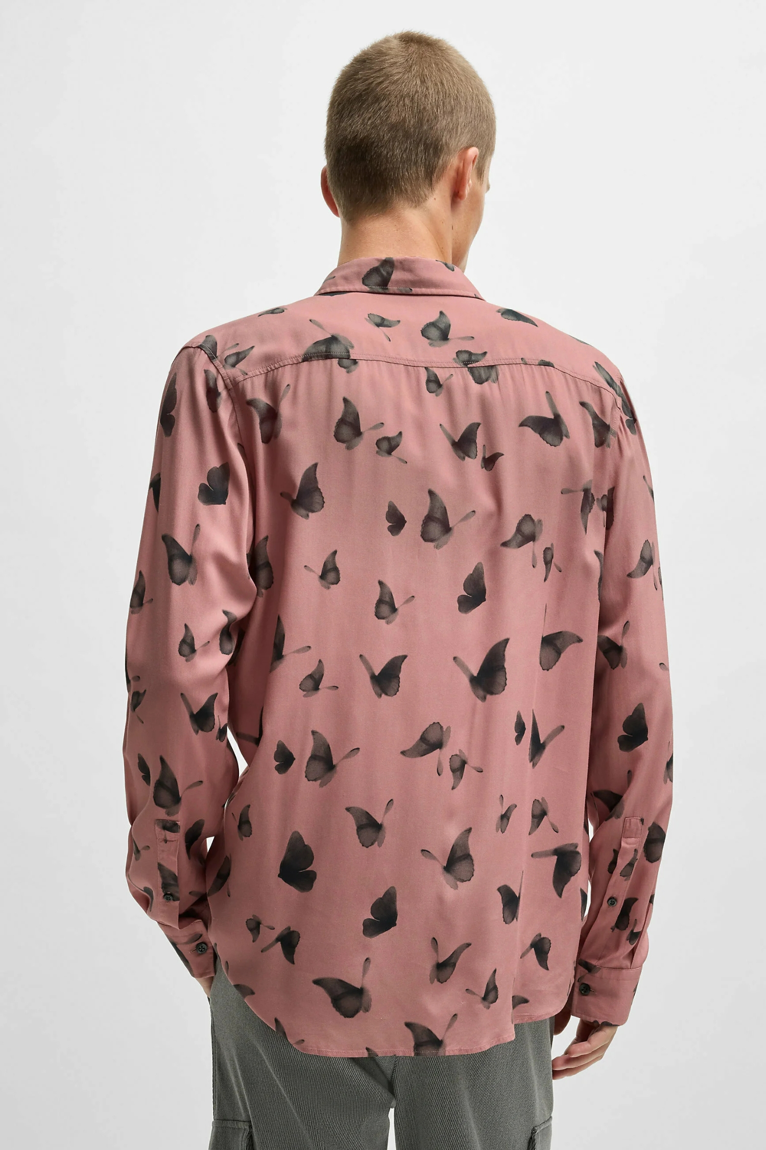 Мужская розовая рубашка с узором HUGO 50534247;695