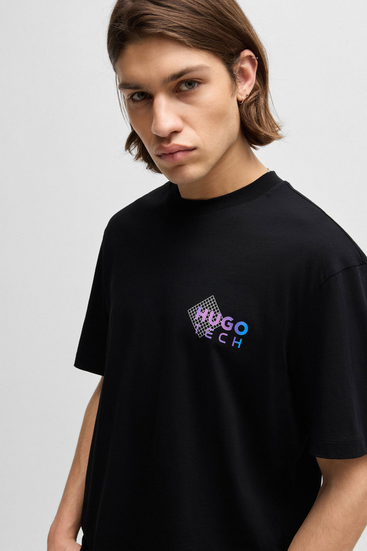 Мужская черная футболка HUGO BLUE 50519066;001