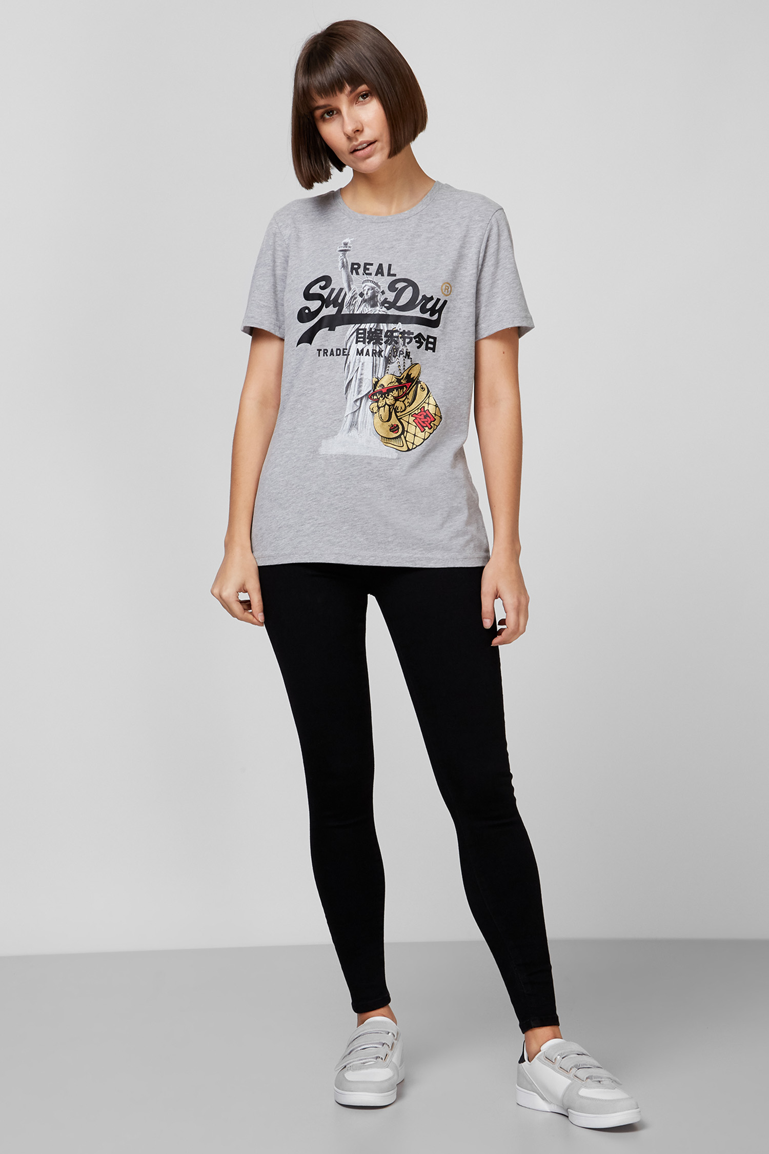 Женская серая футболка с принтом SuperDry W1010225B;07Q