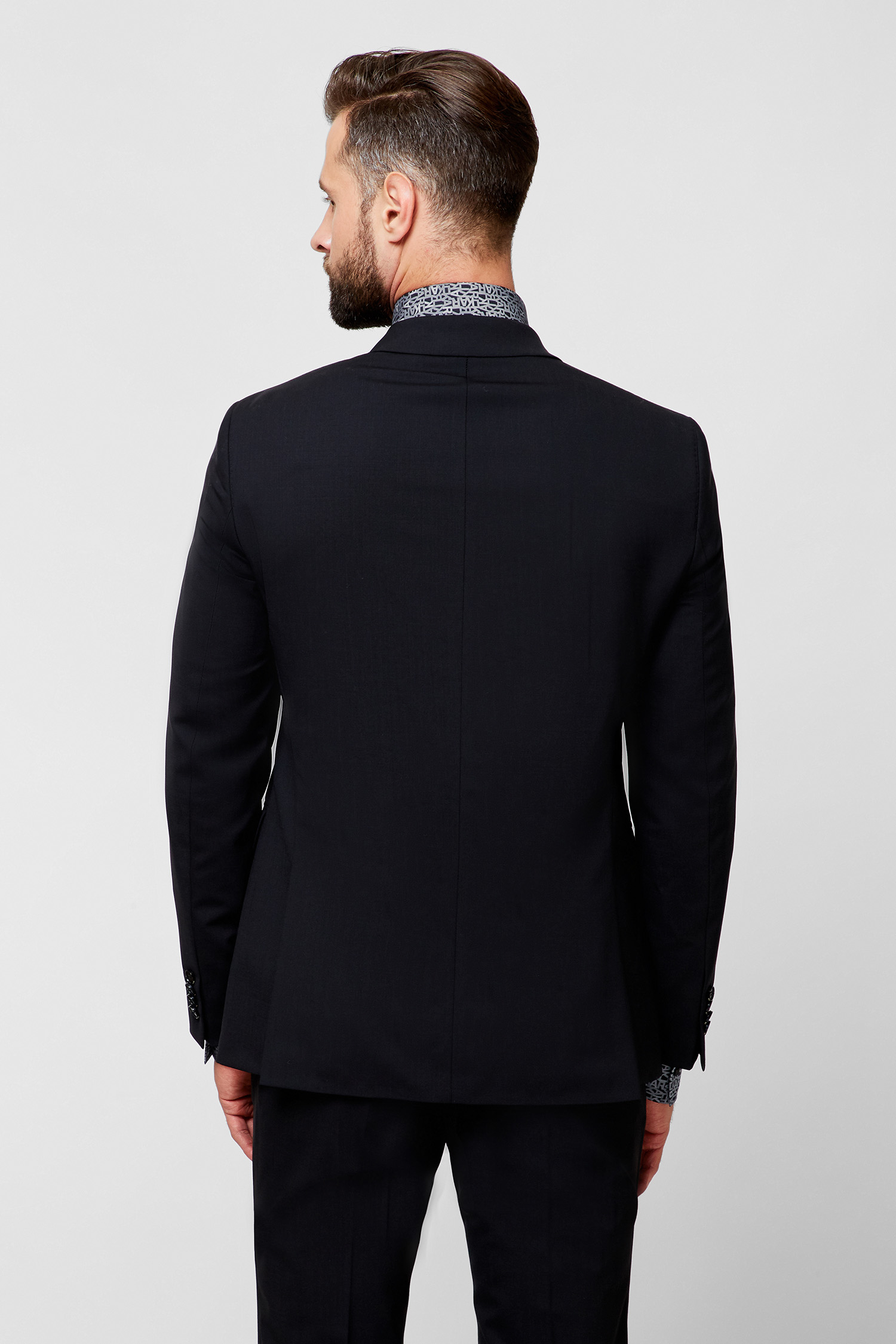 Мужской черный шерстяной пиджак Karl Lagerfeld 500099.155200;990